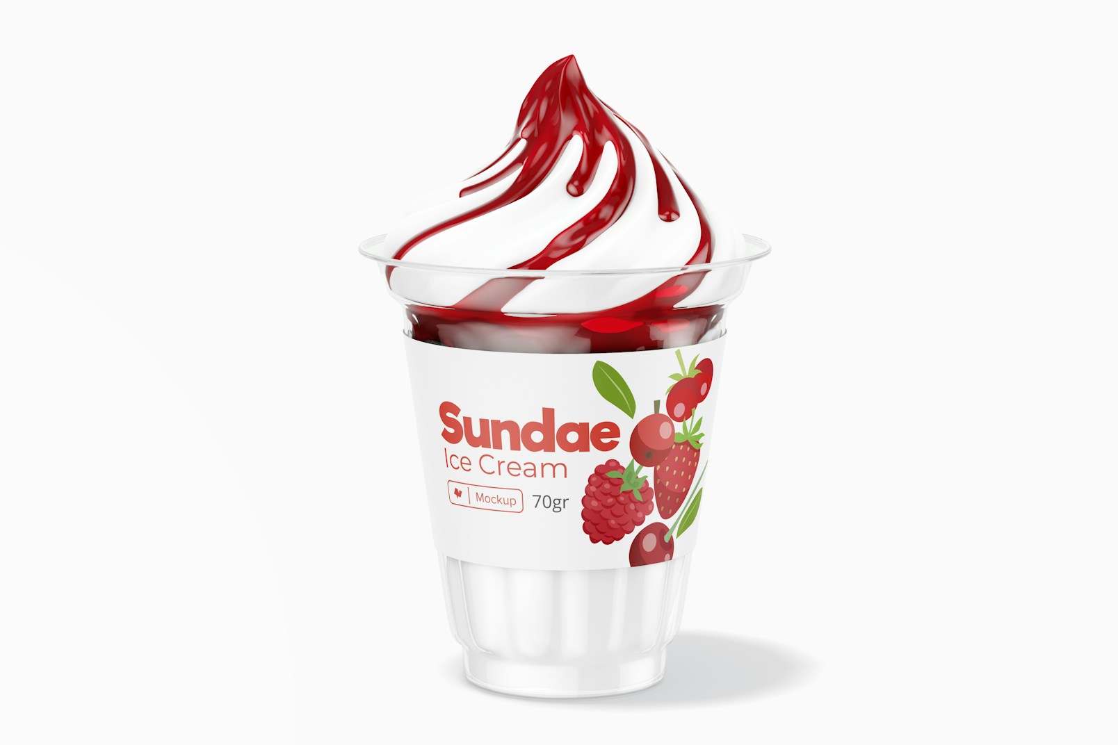 Sundae Ice Cream Cup Mockup, Front View