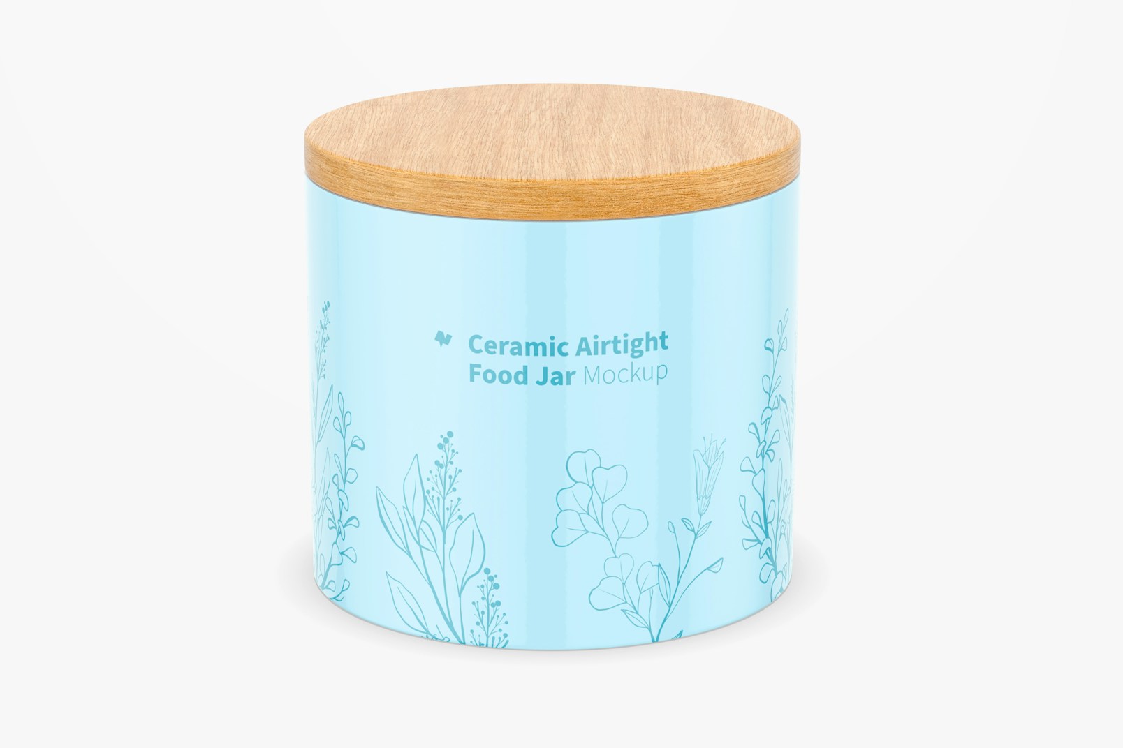 Ceramic Airtight Food Jar Mockup, Front View