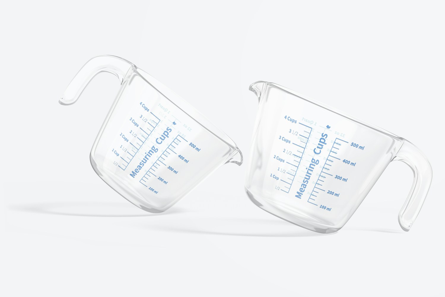 Glass Measuring Cups Mockup, Leaned