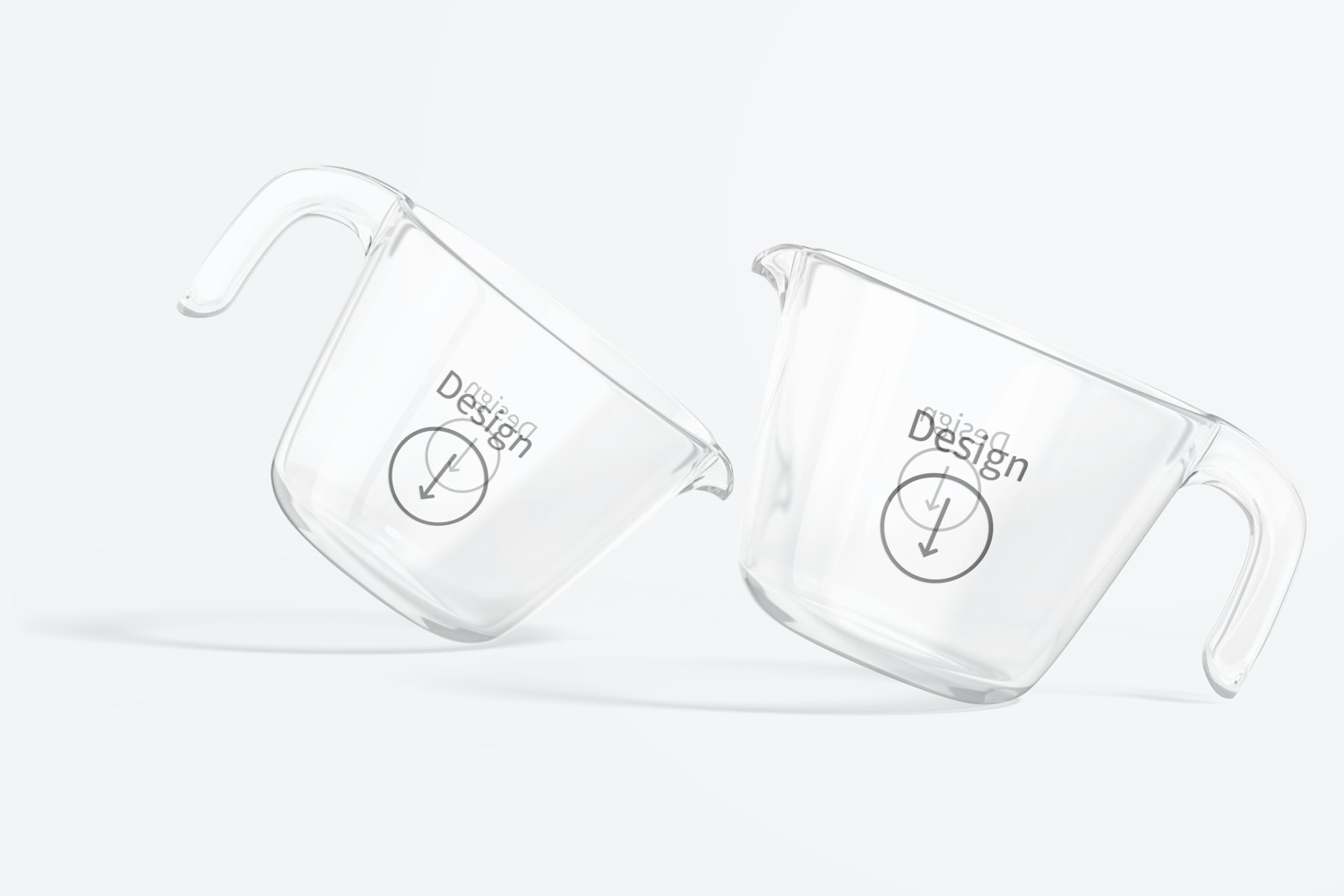 Glass Measuring Cups Mockup, Leaned