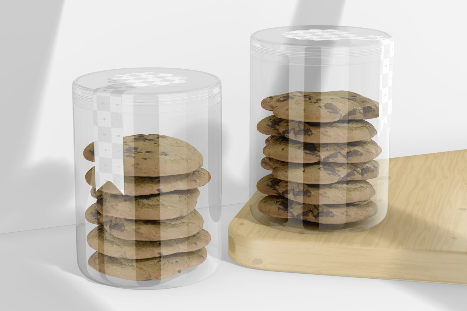 Cylindrical Cookie Jars Mockup, Perspective