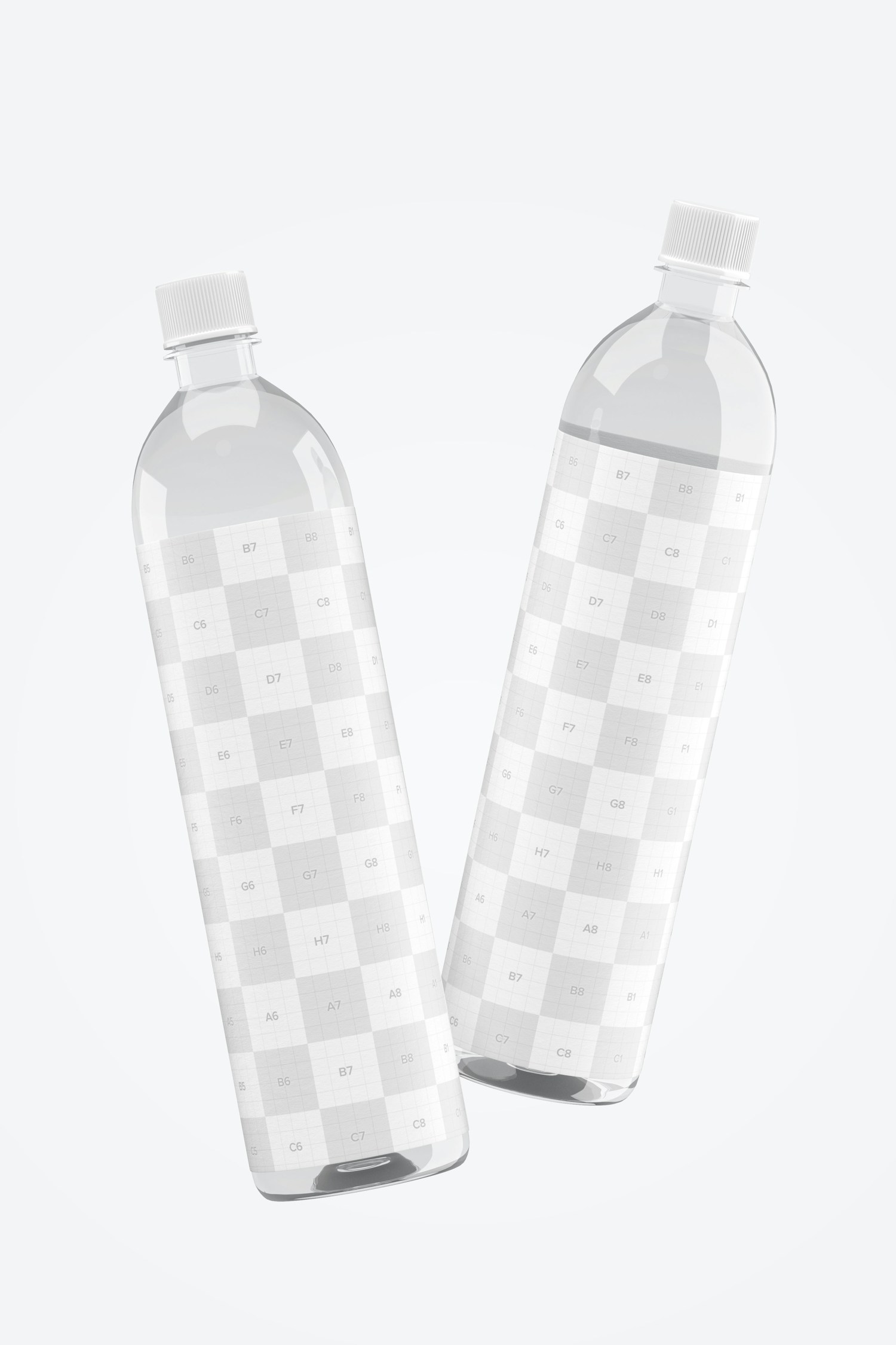 1L Sleek Clear Water Bottles Mockup, Falling