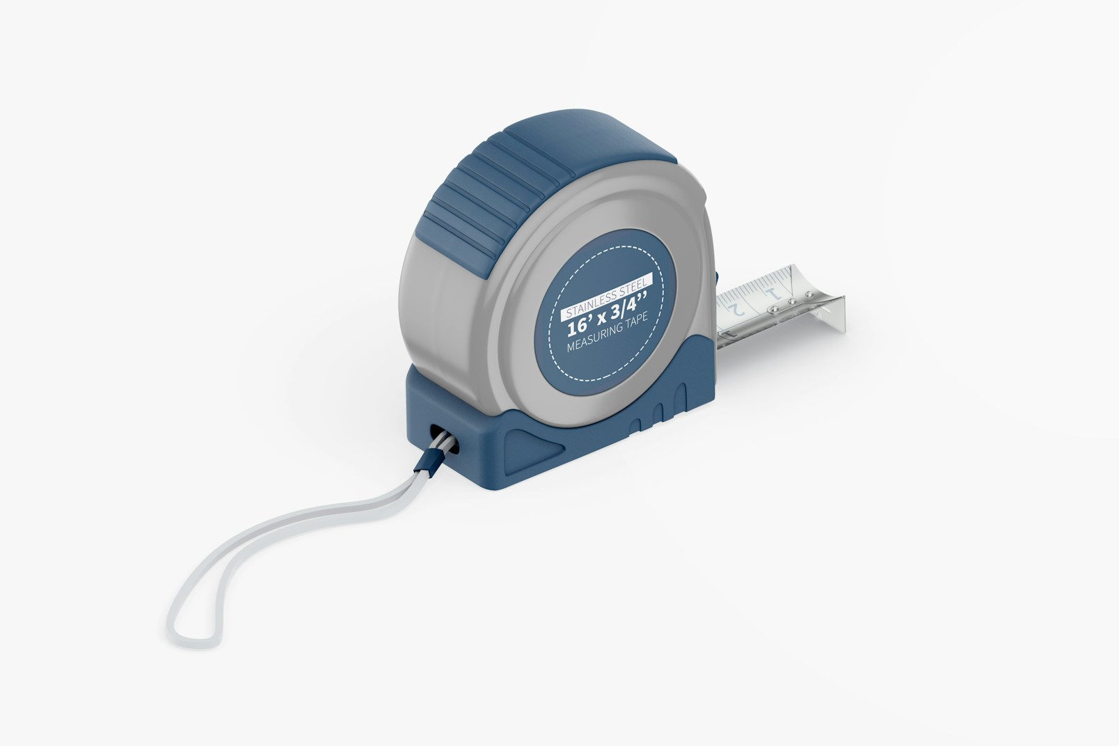 Tape Measure Blister Mockup, Isometric Right View