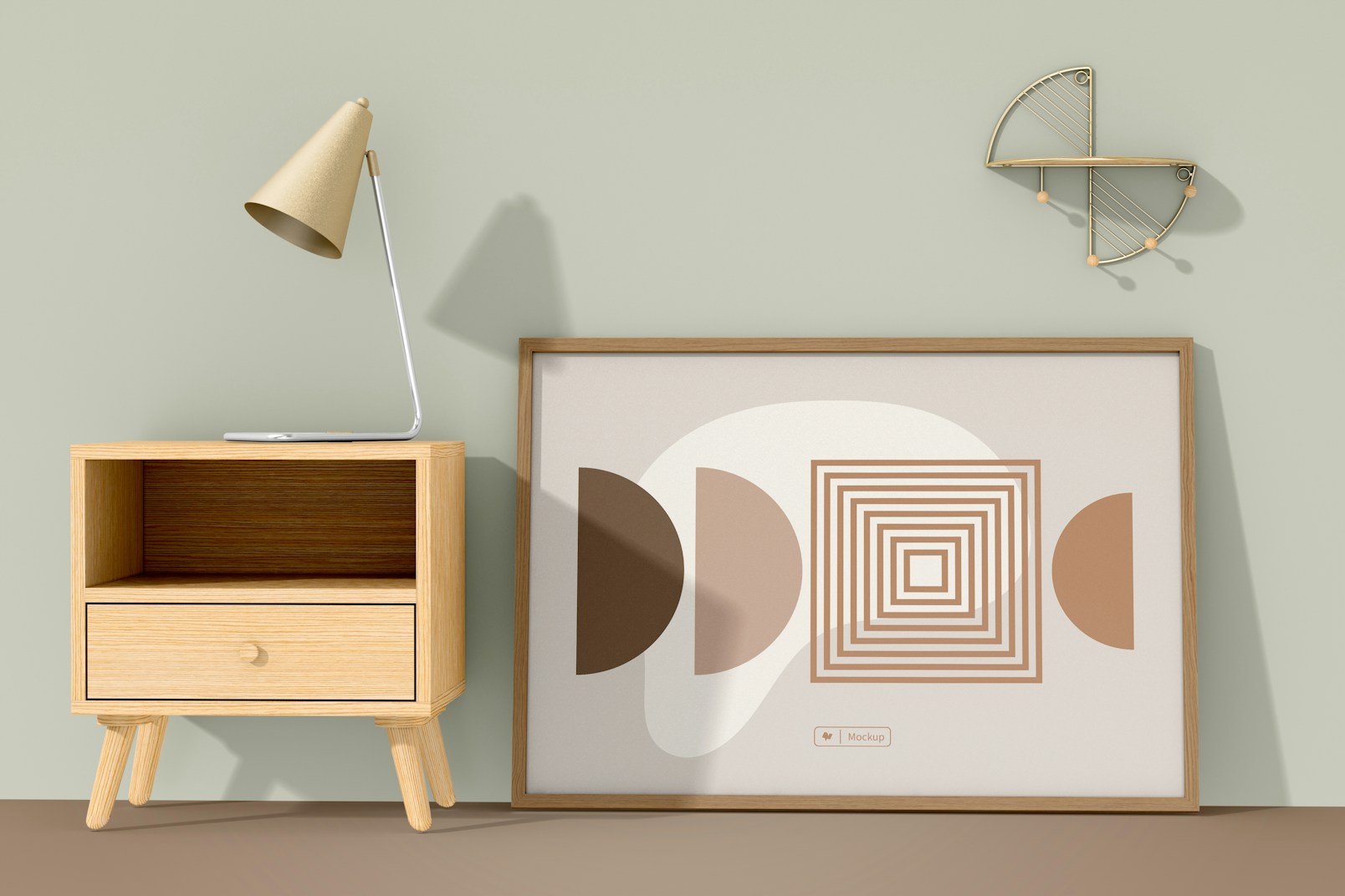 Large Nordic Frame Mockup, with Lamp