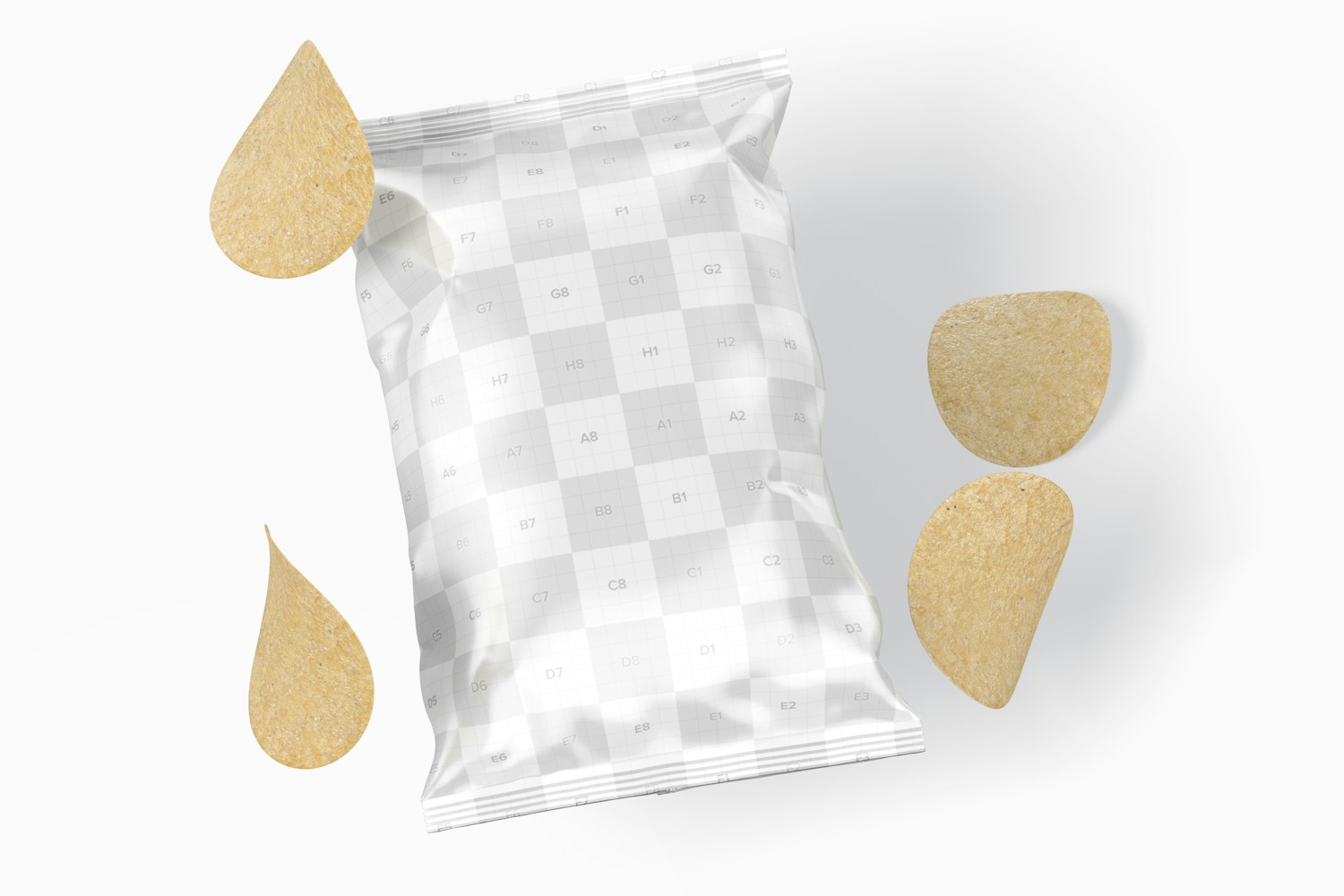 Mini Potato Chips Bag Mockup, Top View
