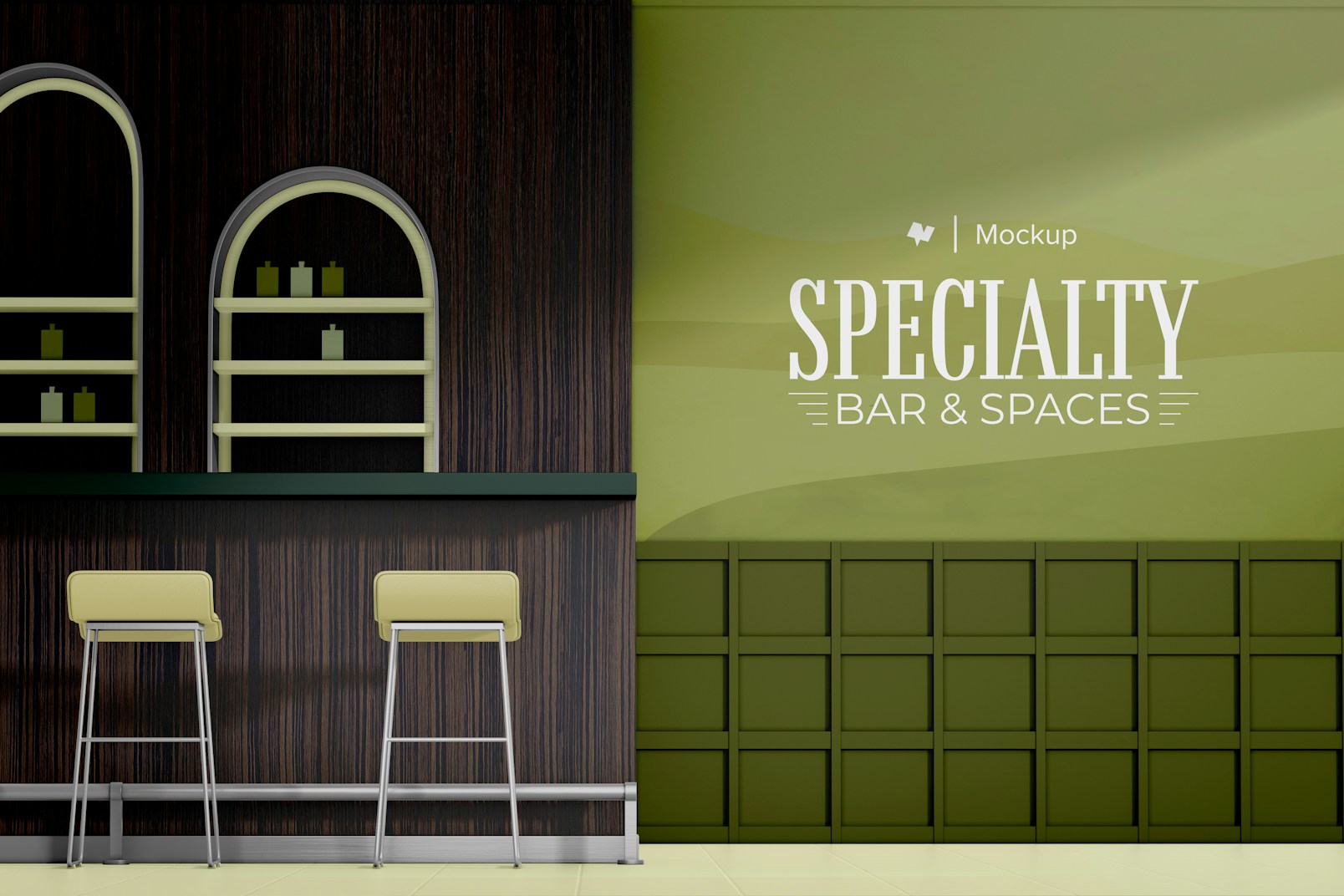 Specialty Bar Wall Mockup, with Curtain