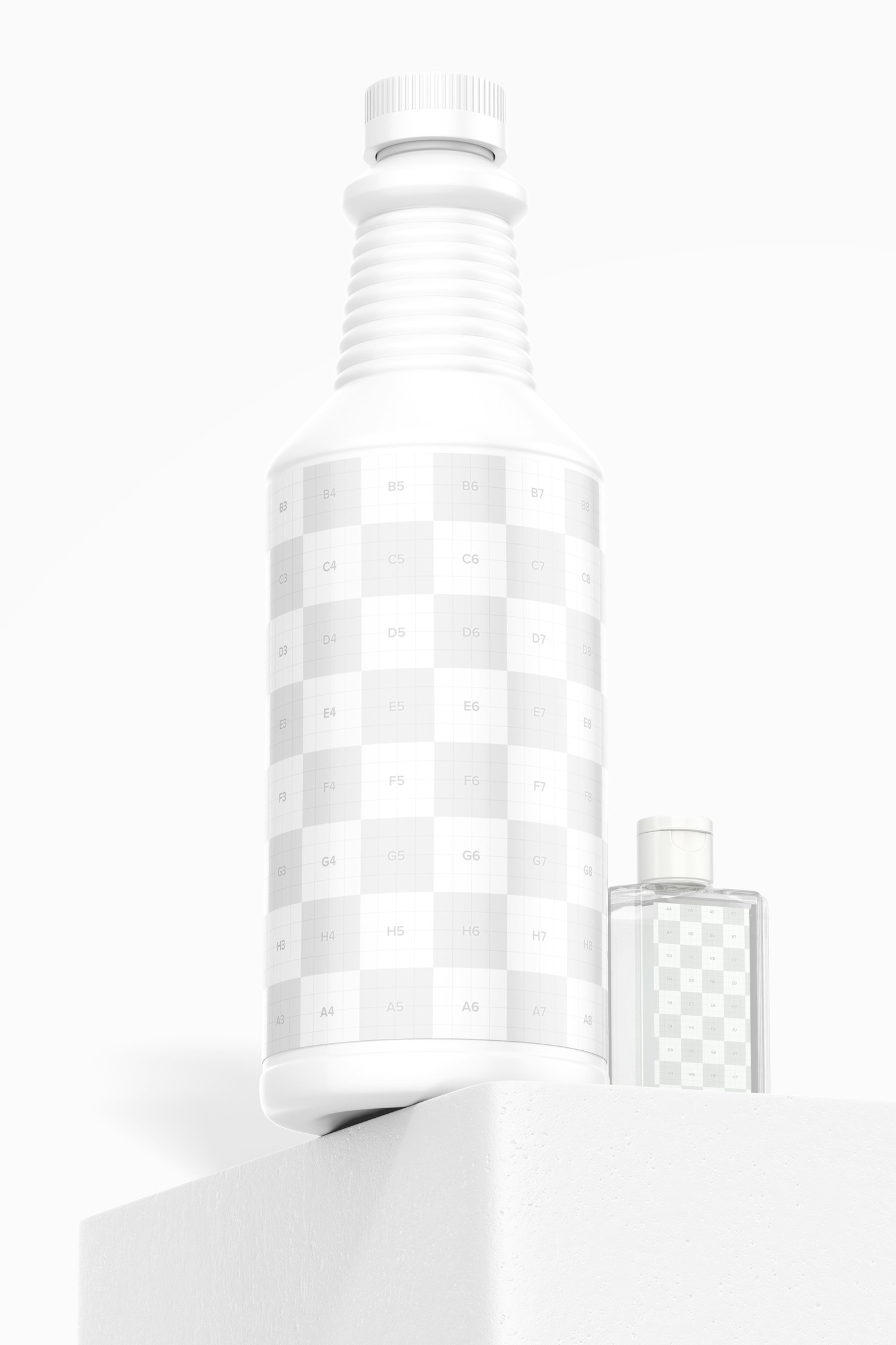 32 oz Medical Alcohol Bottle Mockup, Low Angle View