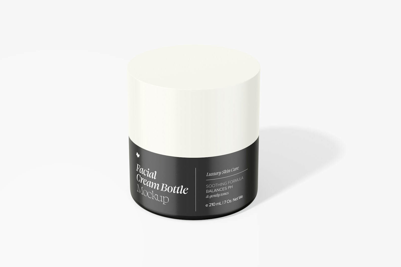 Facial Cream Bottle with Pump Mockup, Perspective