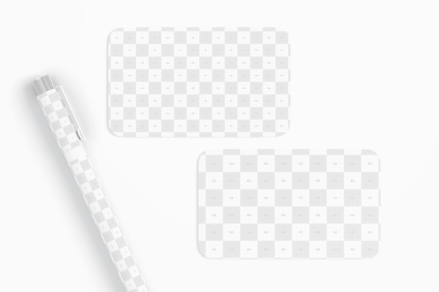 Rounded Corner Business Card Mockup, Top View