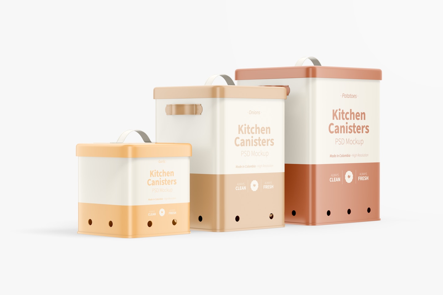 Kitchen Canisters Mockup, Left View