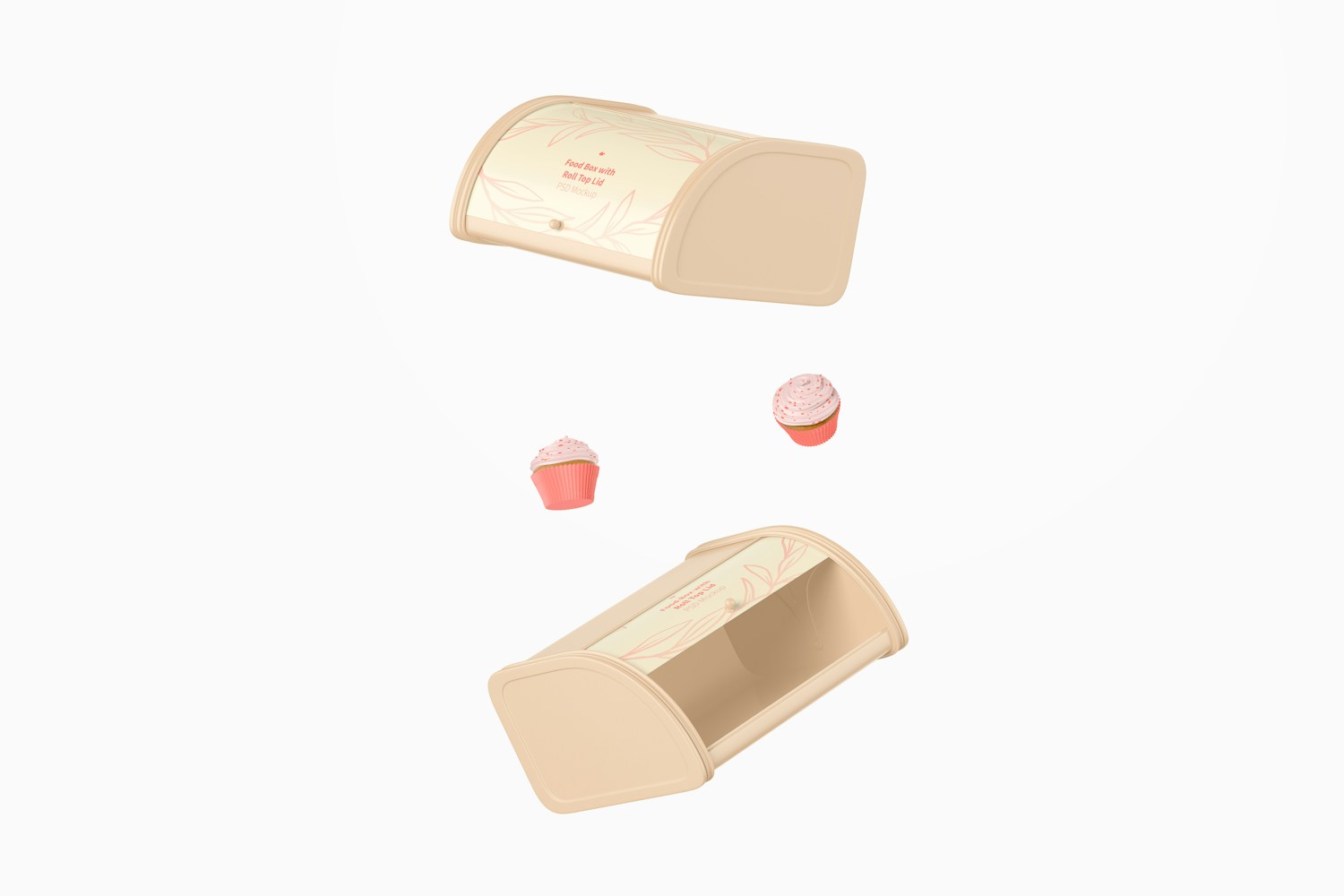 Food Boxes with Roll Top Lid  Mockup, Floating