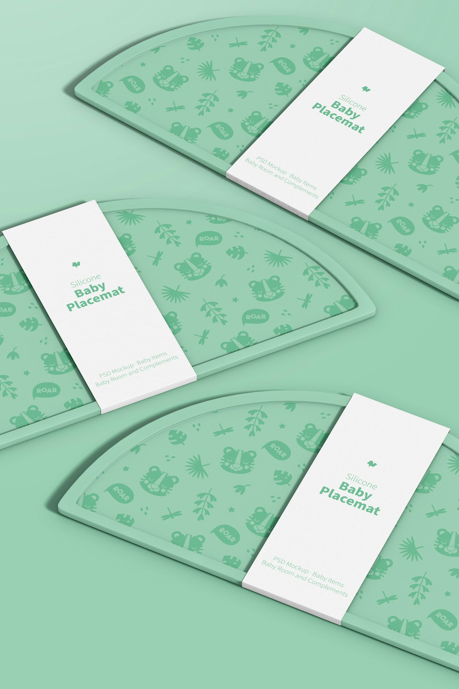 Silicone Baby Placemats Mockup, Floating