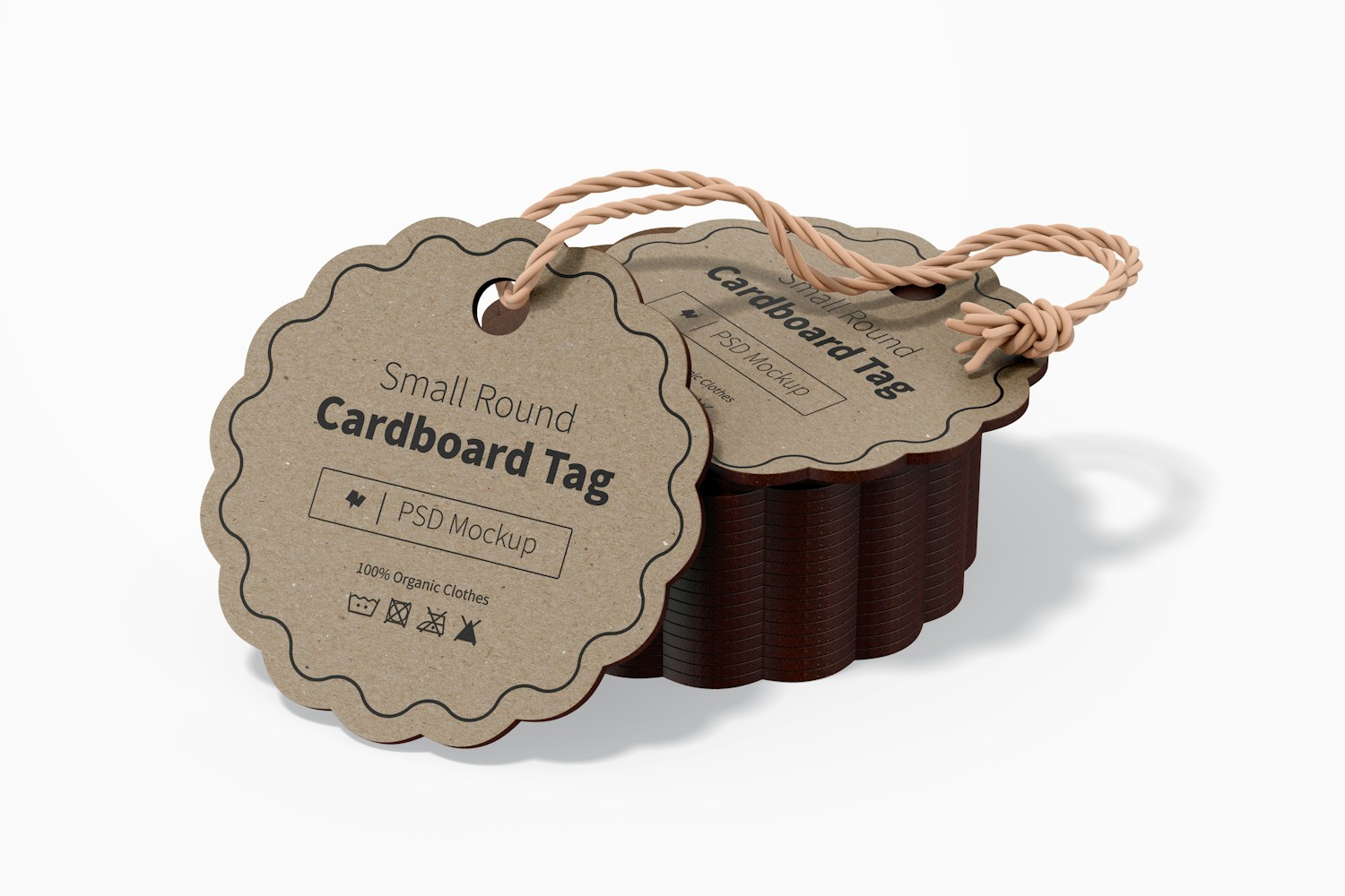Small Round Cardboard Tags Mockup, Stacked