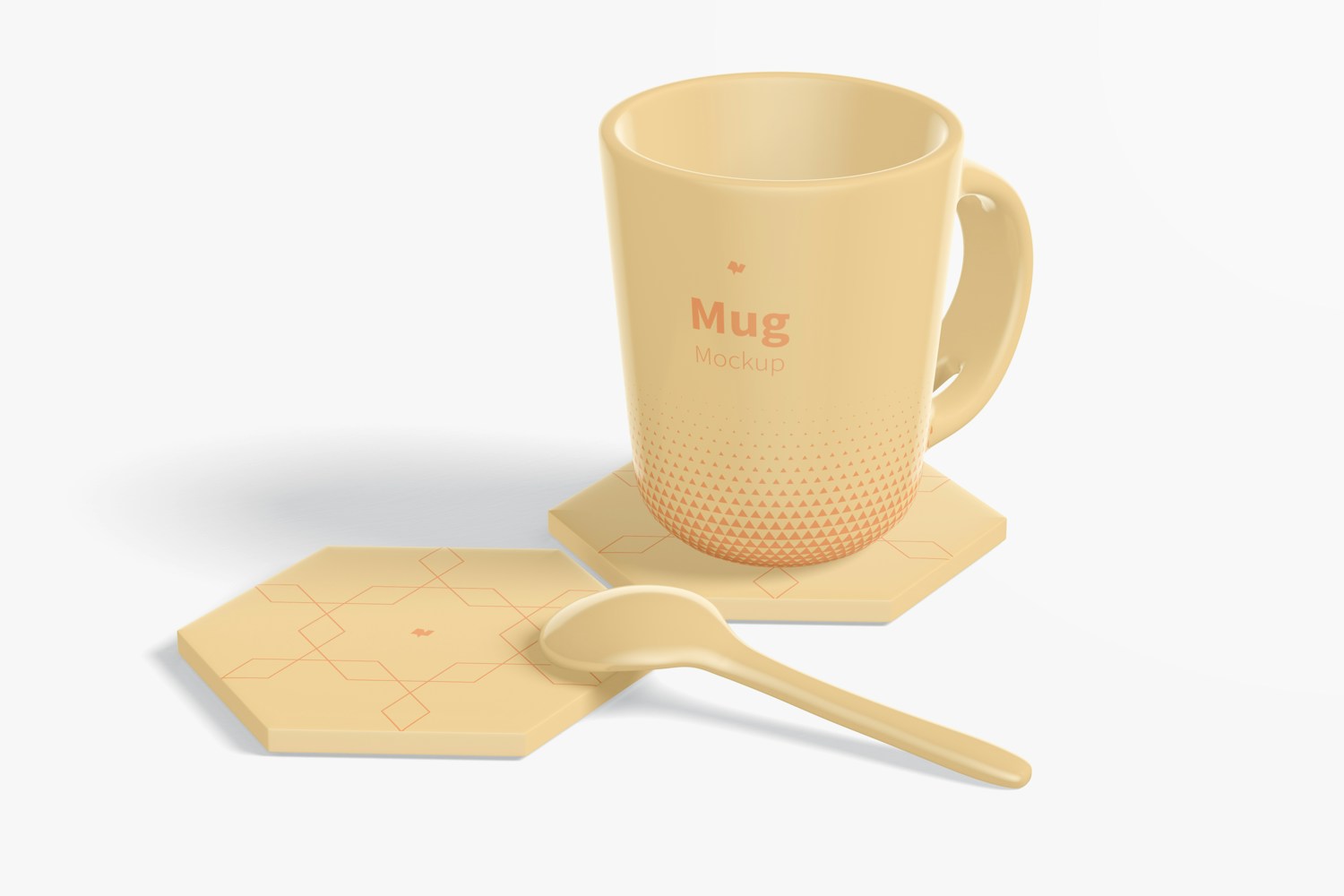 Hexagonal Coasters with Mug Mockup