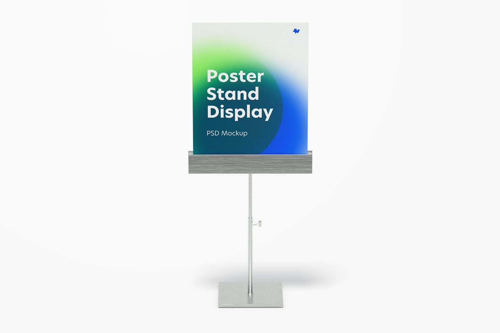 Metallic Poster Stand Display Mockup