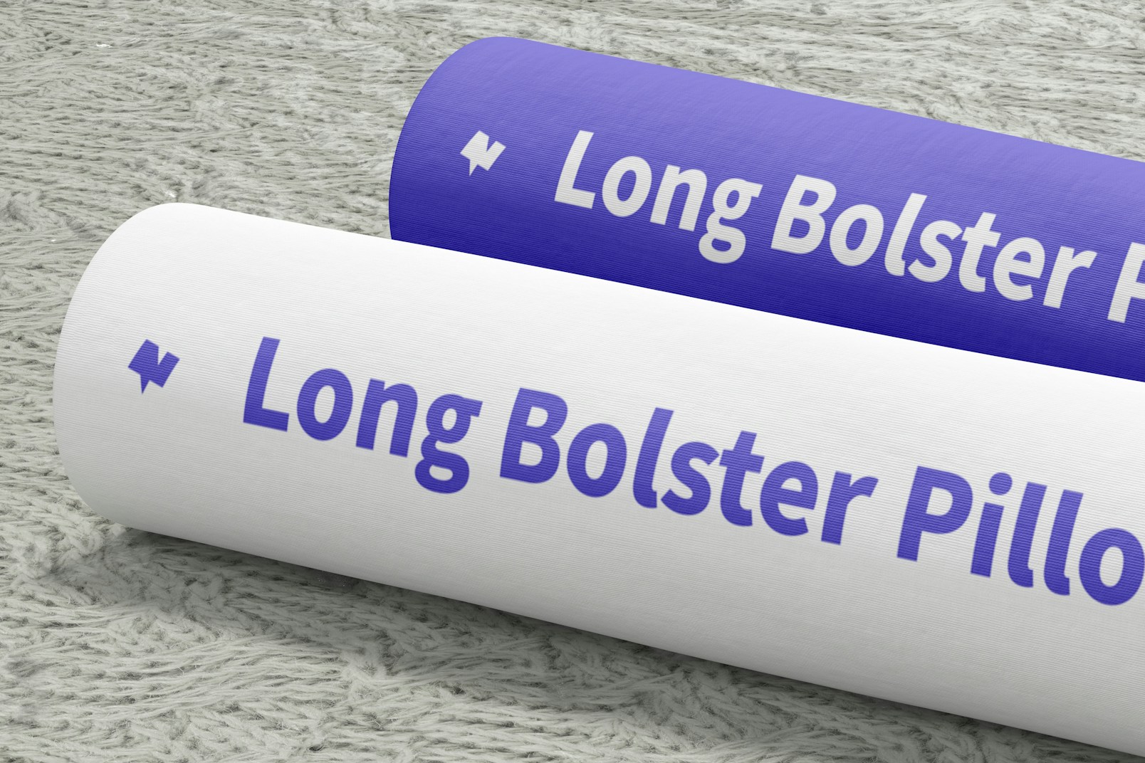 Long Bolster Pillows Mockup, Close-Up
