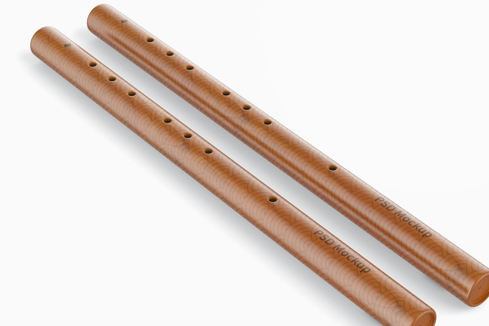 Bamboo Flutes Mockup, Perspective