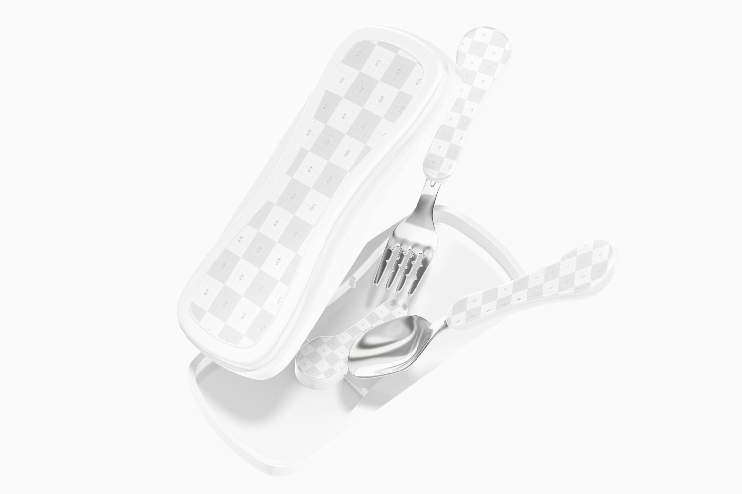 Kids Cutlery Travel Case Mockup, Falling Kids Cutlery Travel Case Mockup, Falling
