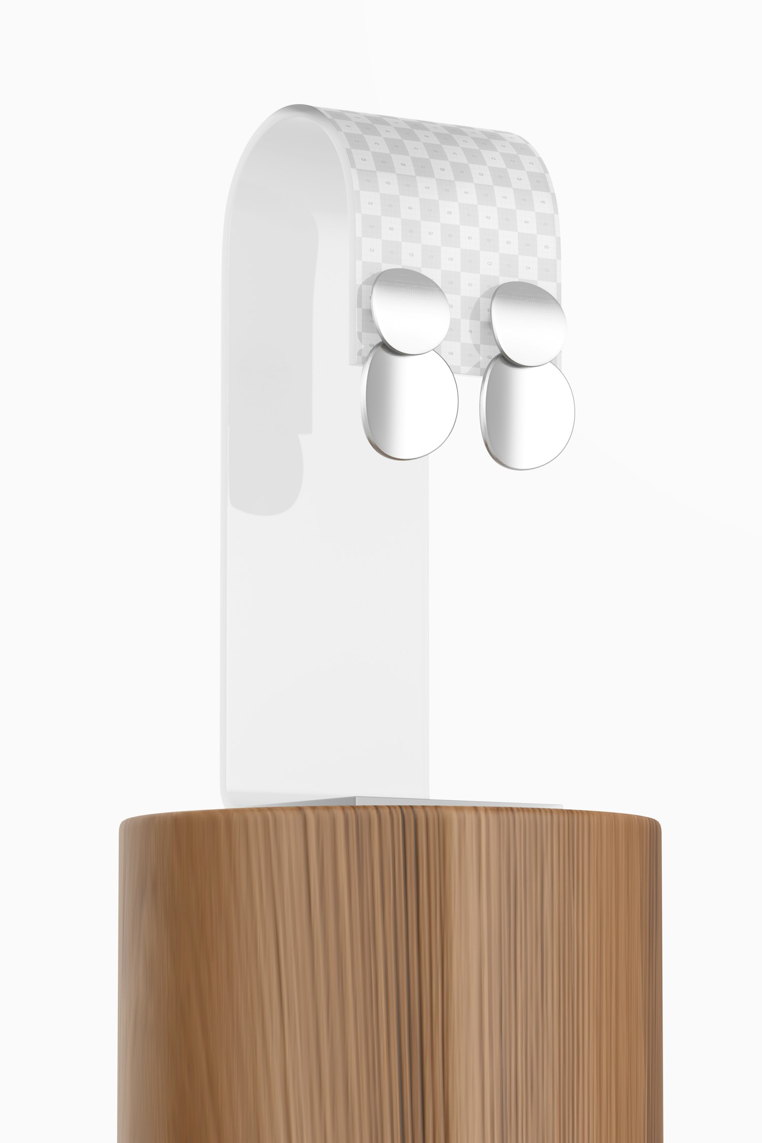 Curved Earring  Stand Mockup, Low Angle View
