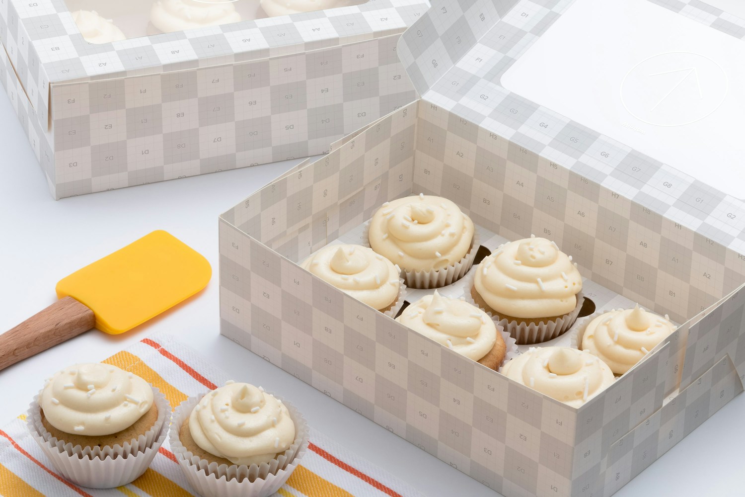 Six Cupcake Box Mockup 01