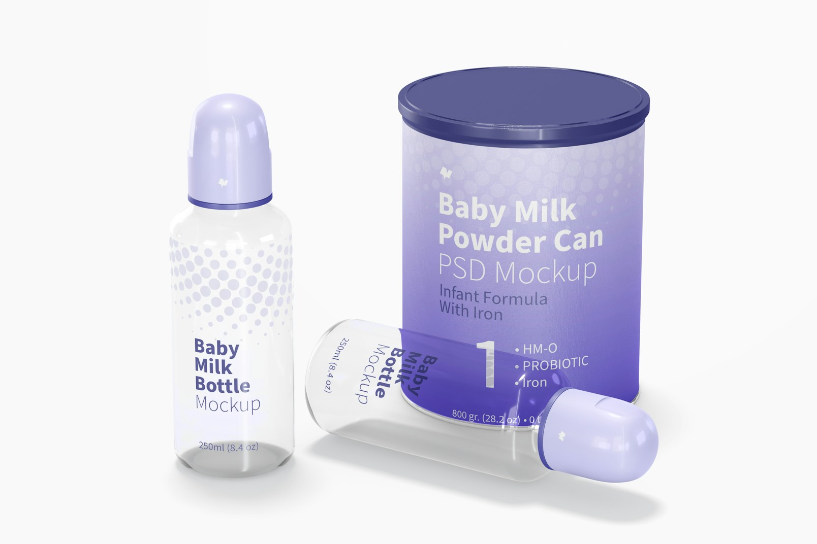 Baby Milk Bottle Mockup, Perspective