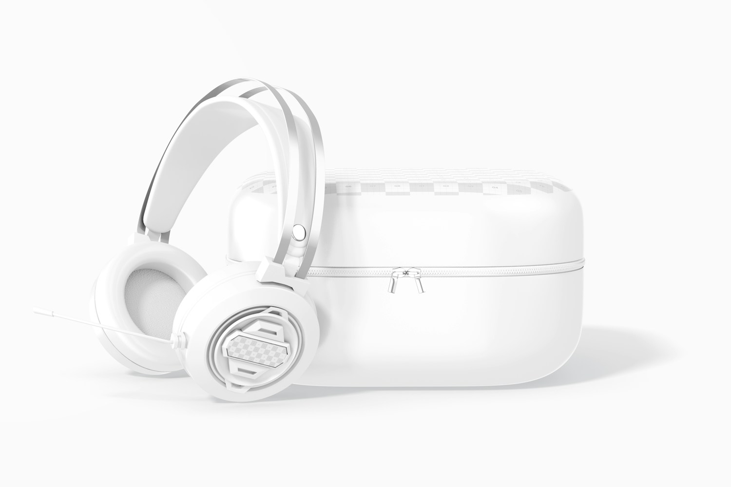 Headphones with Case Mockup, Leaned Headphones with Case Mockup, Leaned