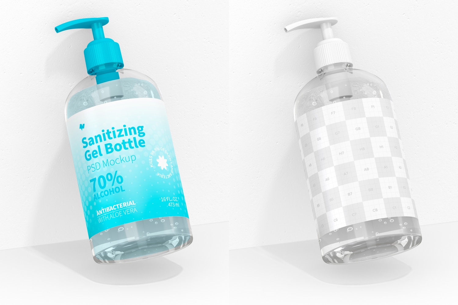 16 oz Sanitizing Gel Bottle Mockup, Leaned 16 oz Sanitizing Gel Bottle Mockup, Leaned