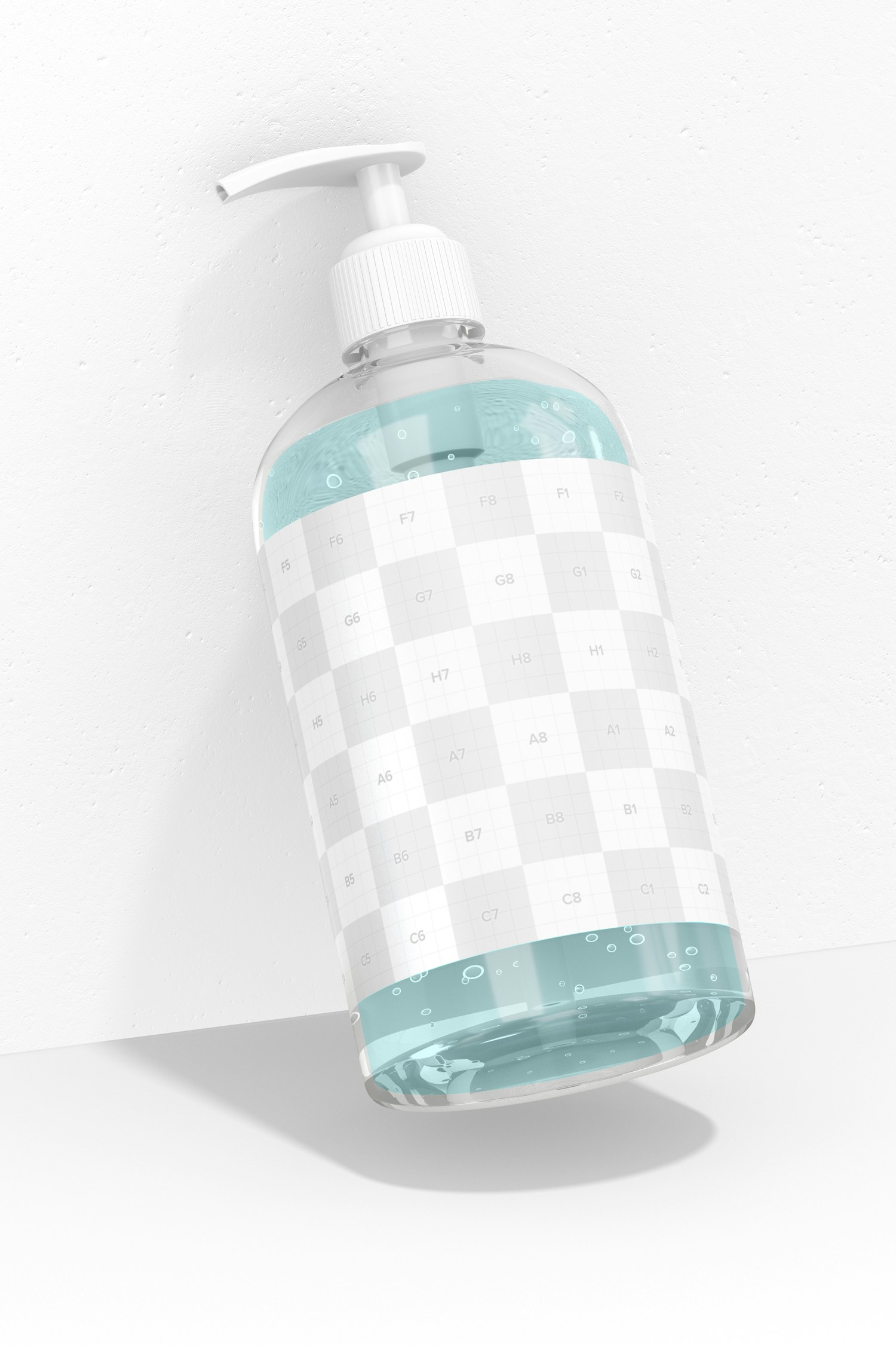 16 oz Sanitizing Gel Bottle Mockup, Leaned 16 oz Sanitizing Gel Bottle Mockup, Leaned