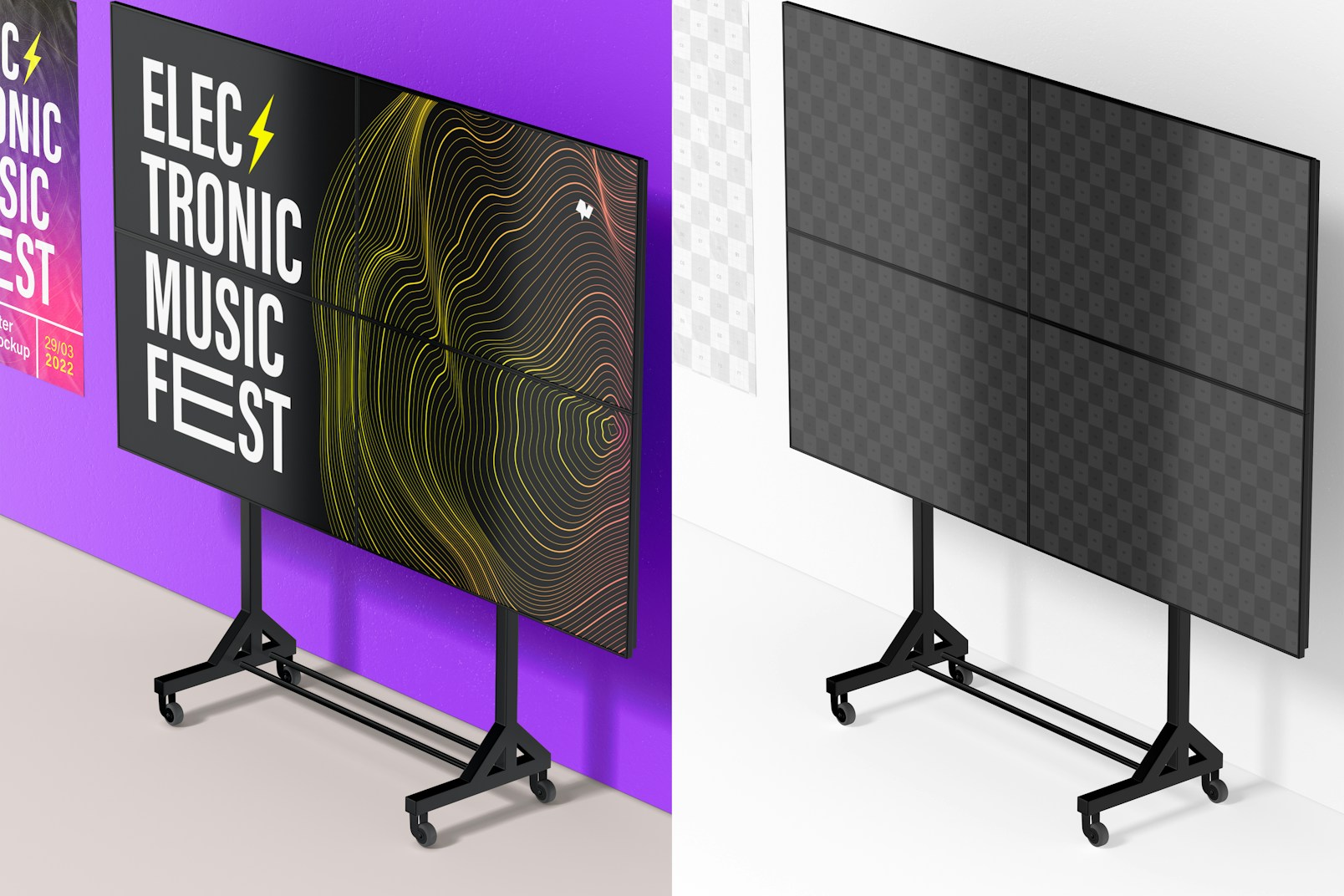 LED Screen with Floor Stand Mockup, Perspective