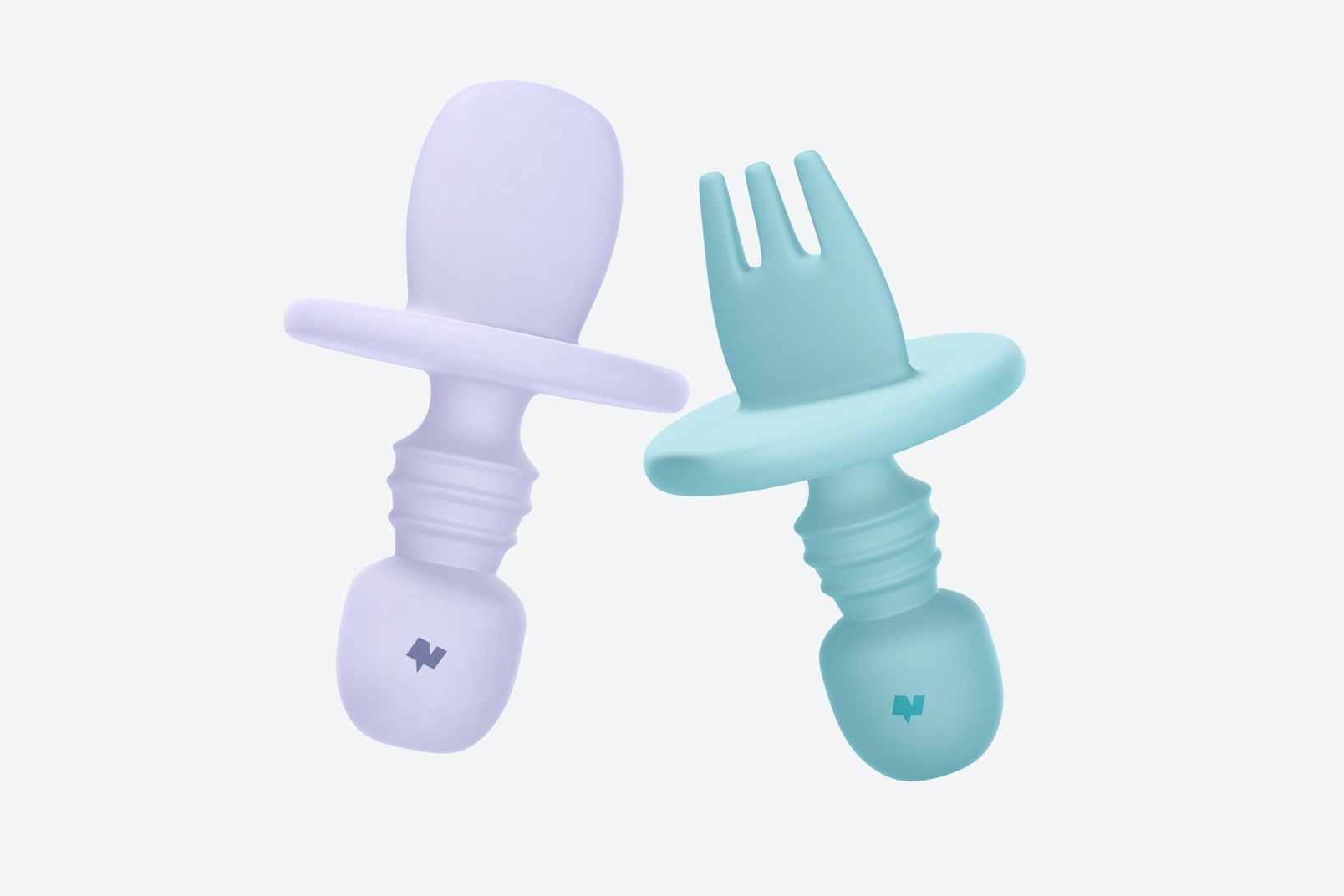 Silicone Baby Fork and Spoon Mockup, Floating