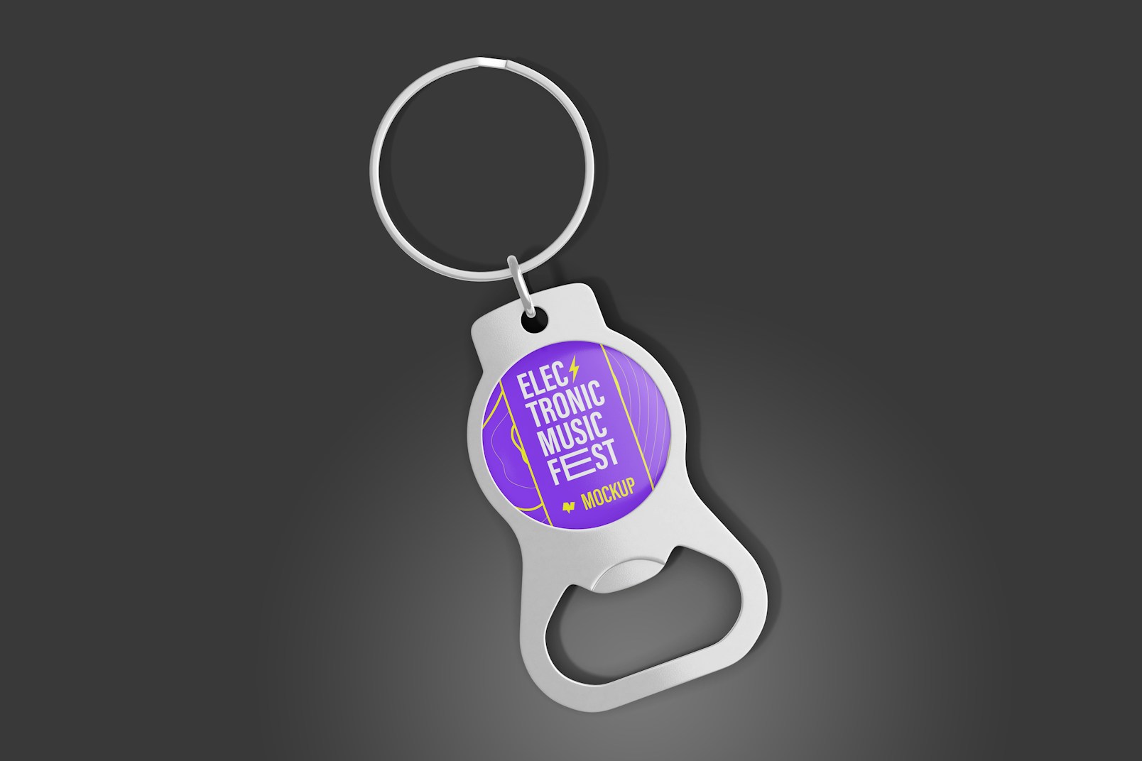Round Keychain Opener Mockup, Top View