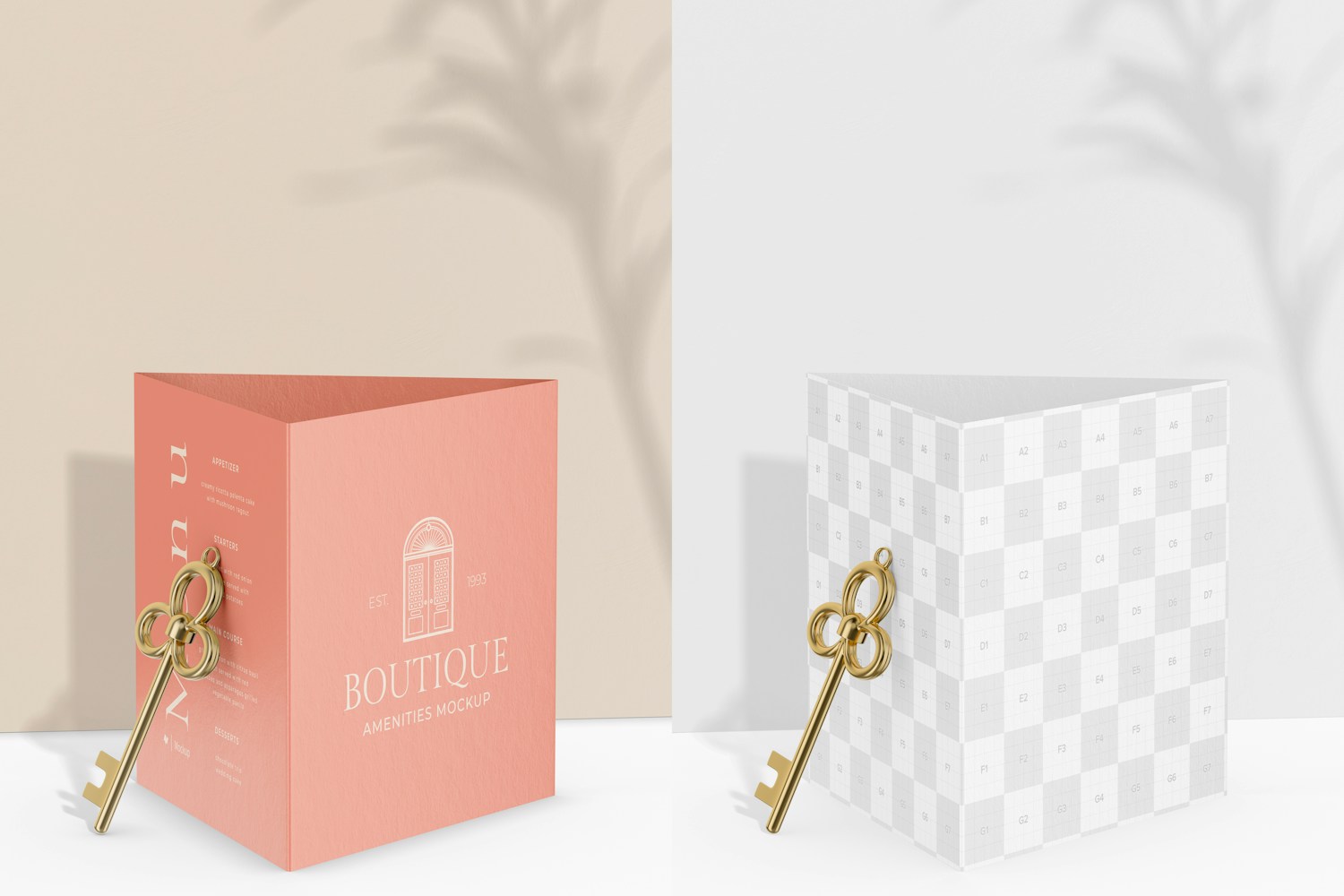 Hotel Table Tent Mockup, with Key