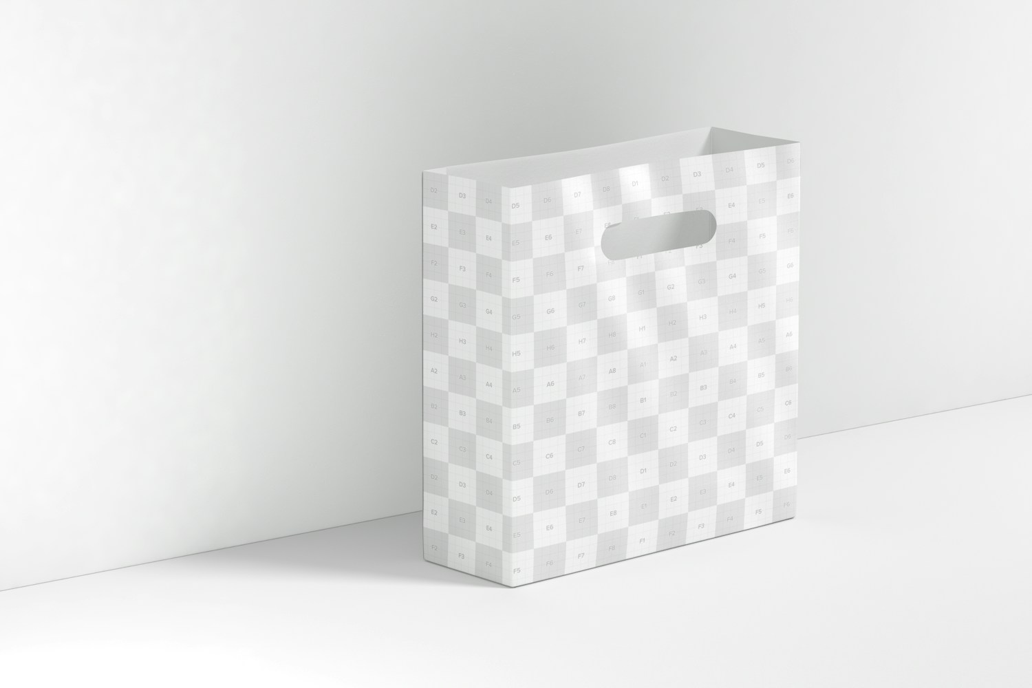 Die-Cut Medium Paper Bag Mockup, Perspective View
