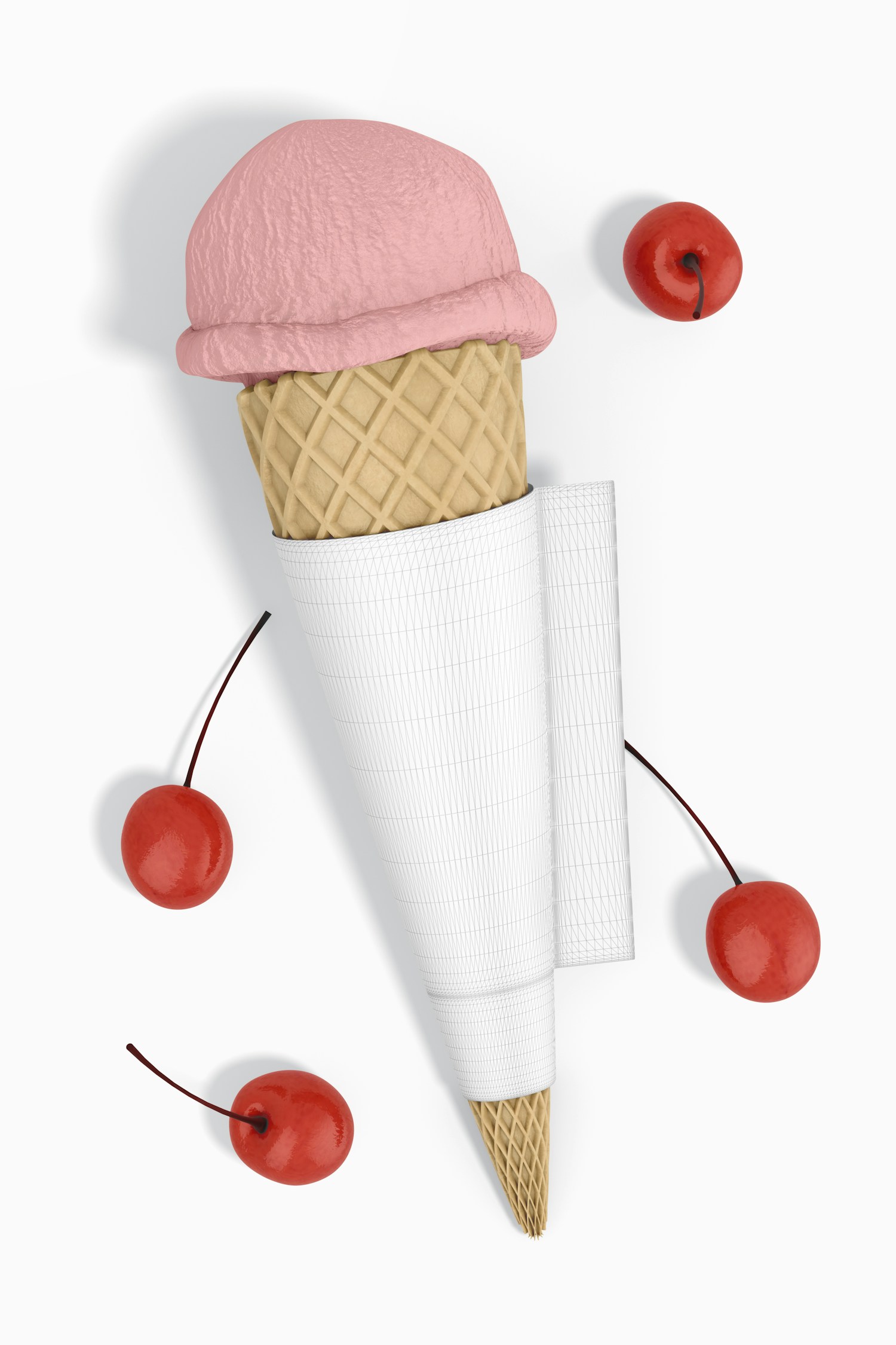 Label for Cone Mockup, with Ice Cream
