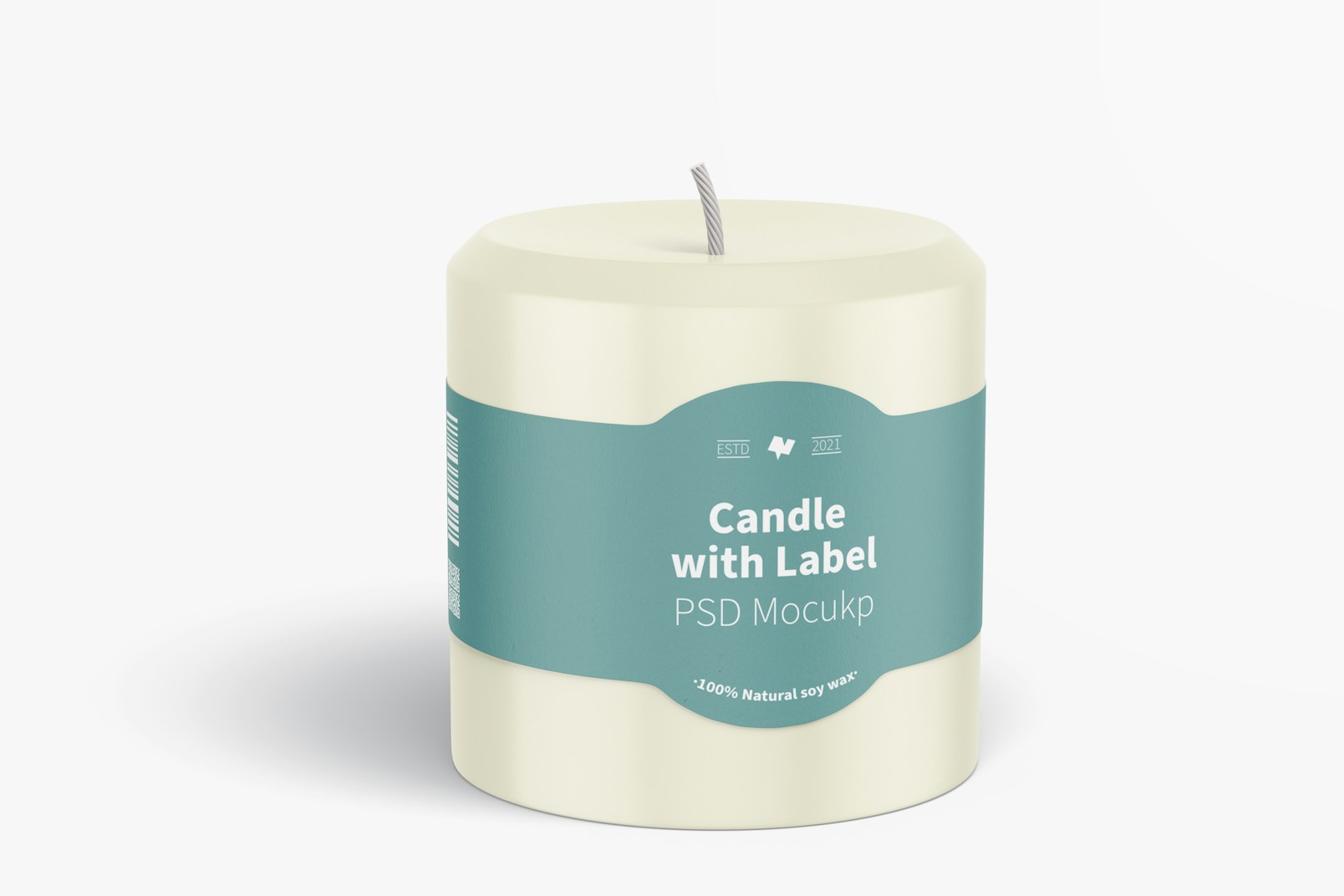 Candle with Label Mockup, Front View