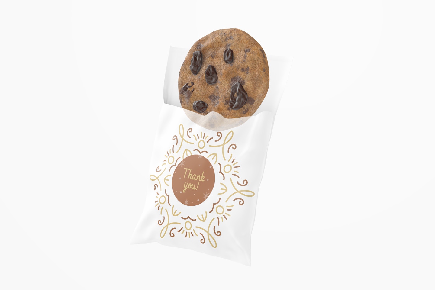 Cellophane Cookie Bag Mockup, Opened