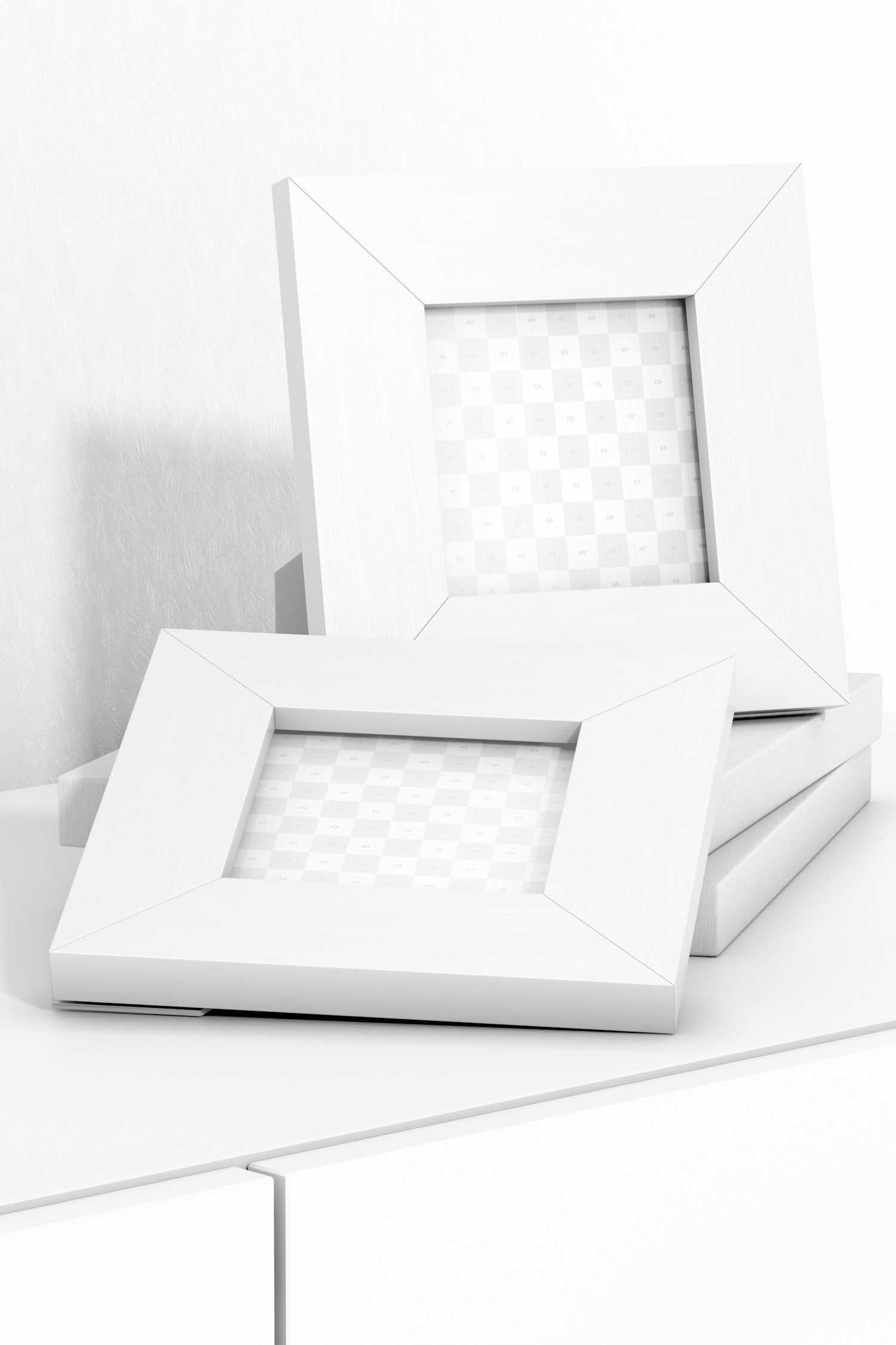 Square Photos Frame on Table Mockup