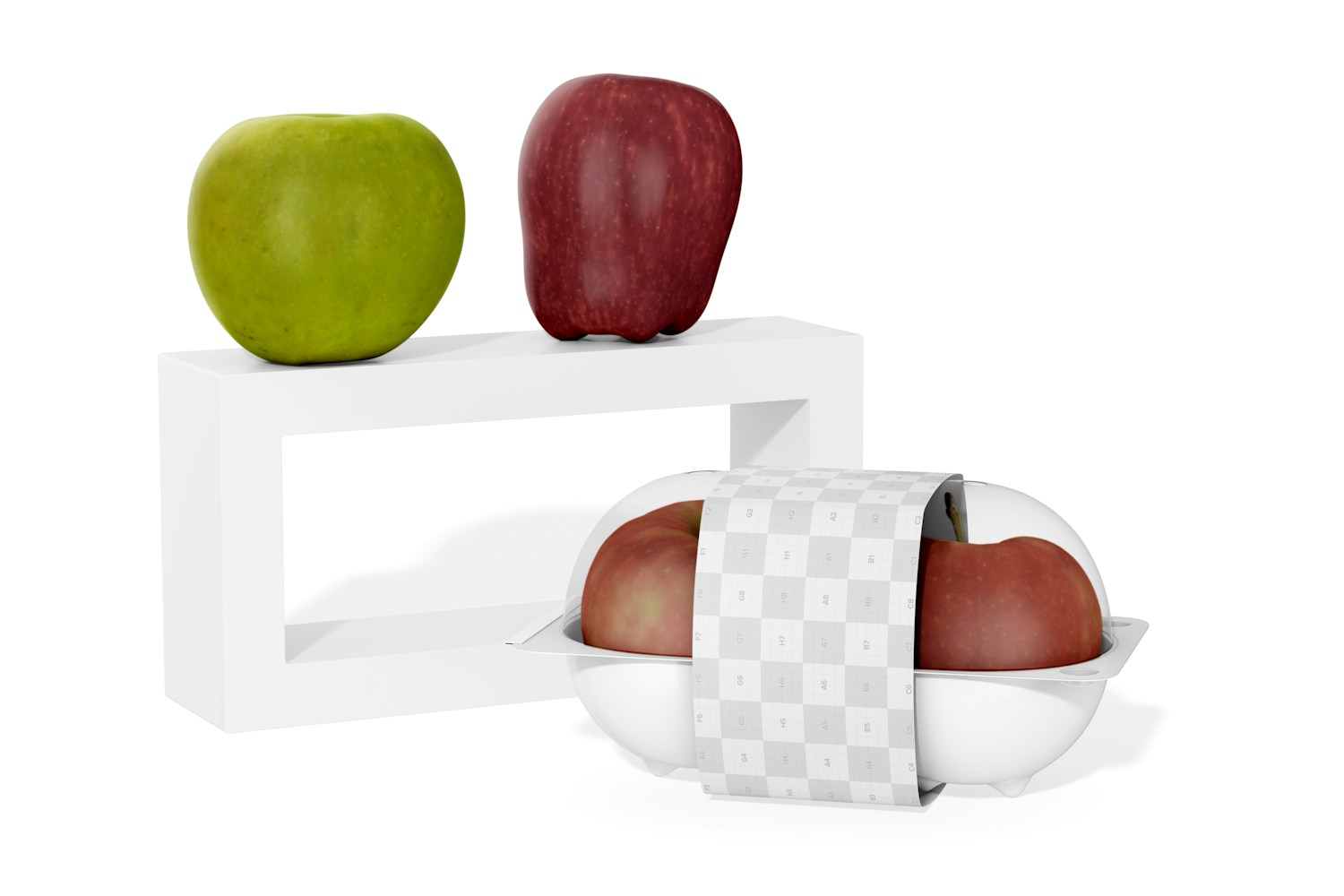 Double Fruit Container Mockup, Perspective