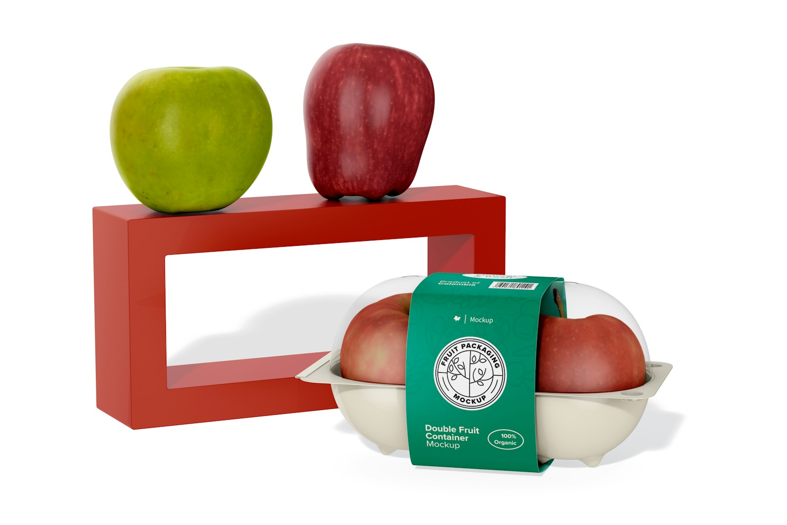 Double Fruit Container Mockup, Perspective