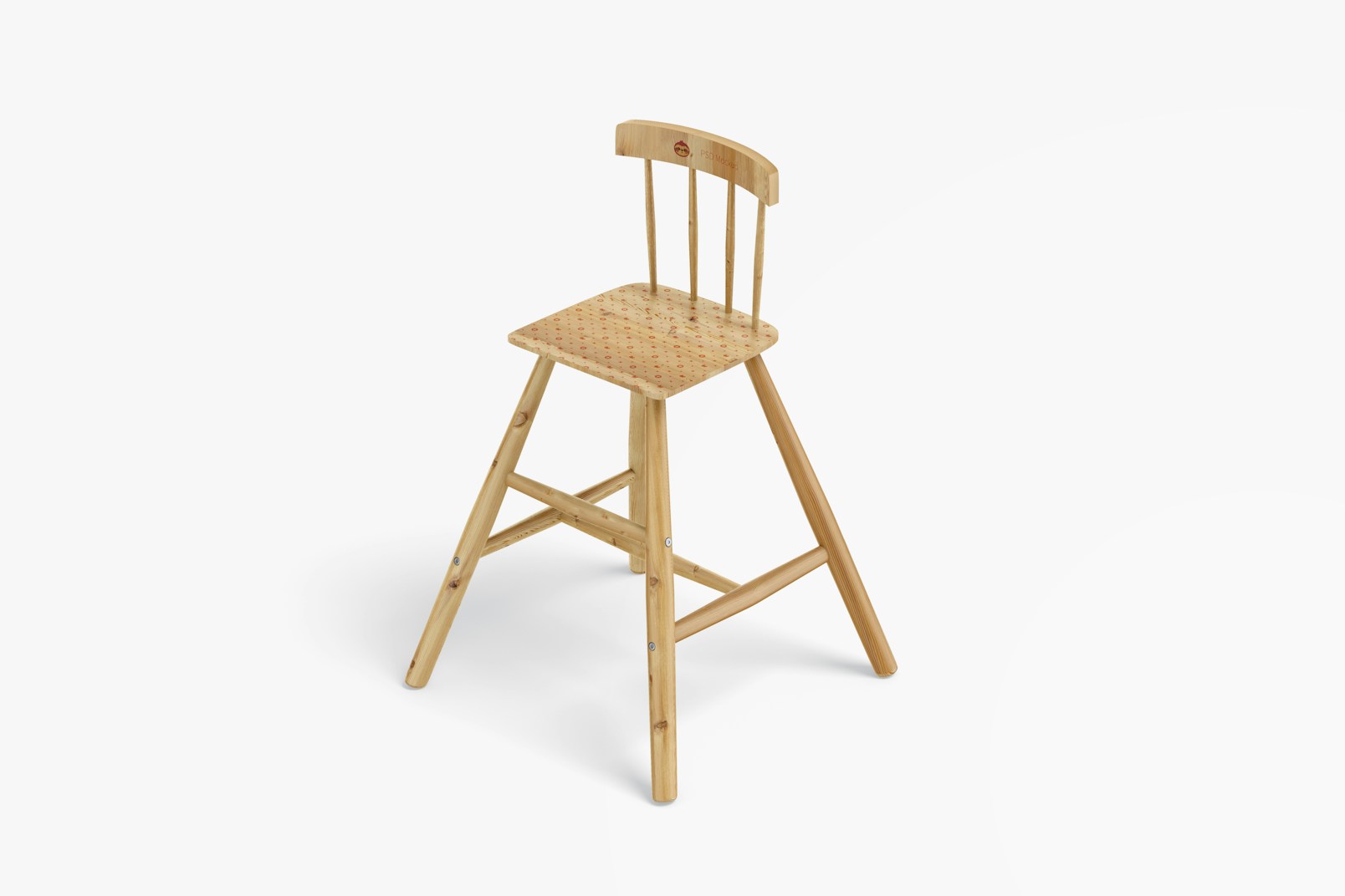 Wooden High Chair for Kids Mockup