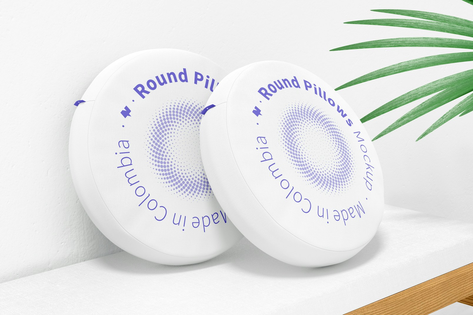 Round Pillows Mockup, Perspective