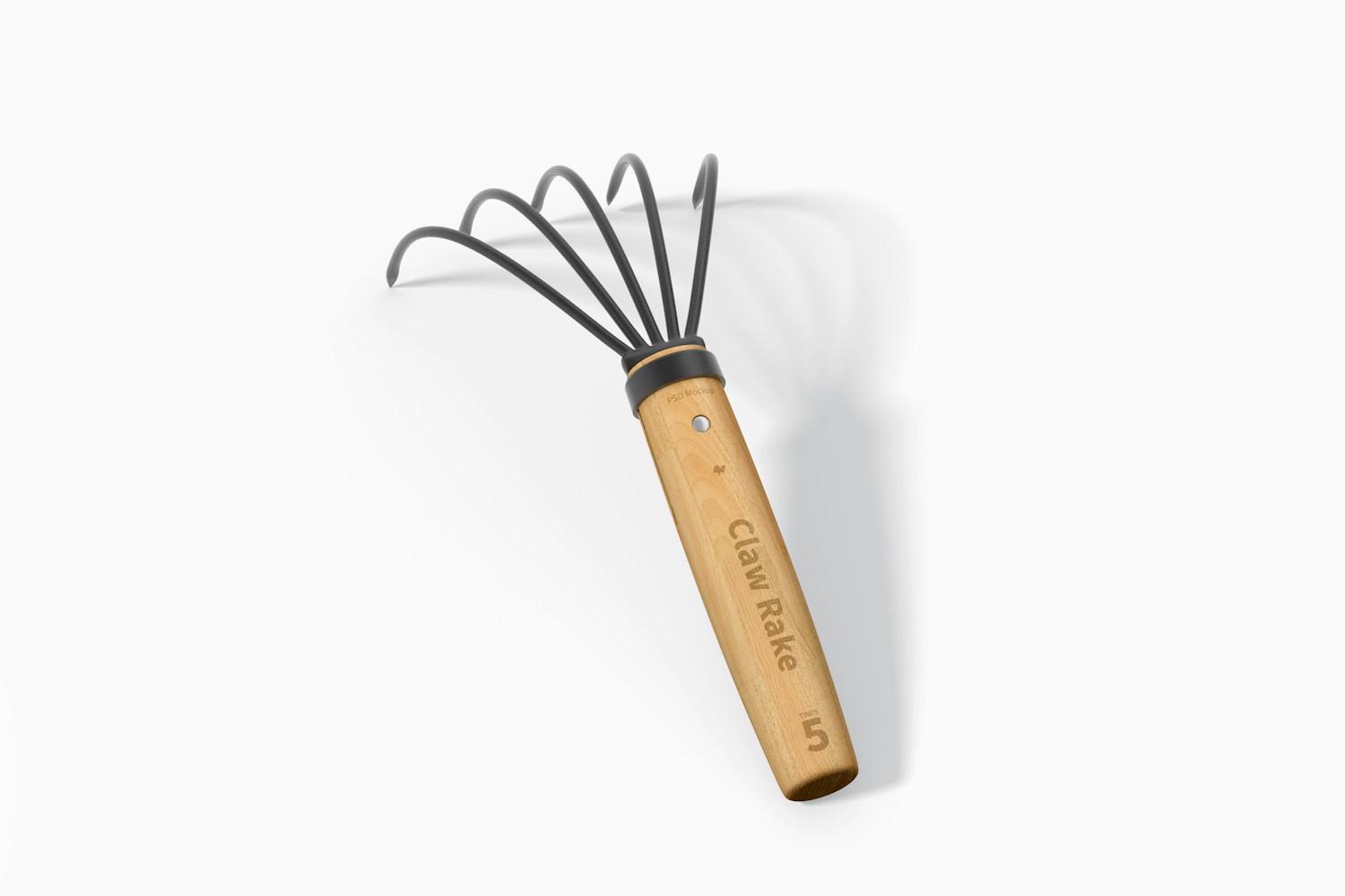 Handheld Claw Rake Mockup, Perspective Handheld Claw Rake Mockup, Perspective