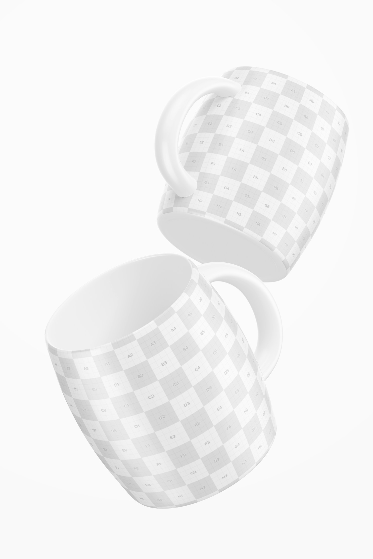 14 oz Ceramic Coffee Mugs Mockup, Floating