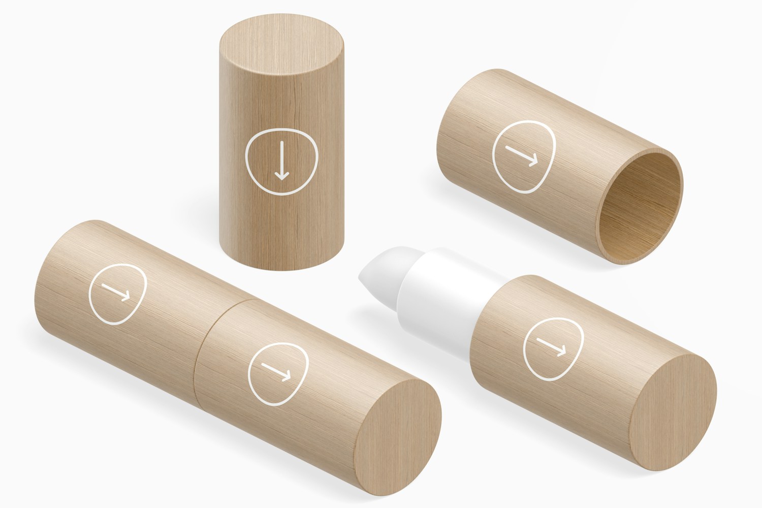 Bamboo Cover Stick Mockup, Isometric Left View Bamboo Cover Stick Mockup, Isometric Left View