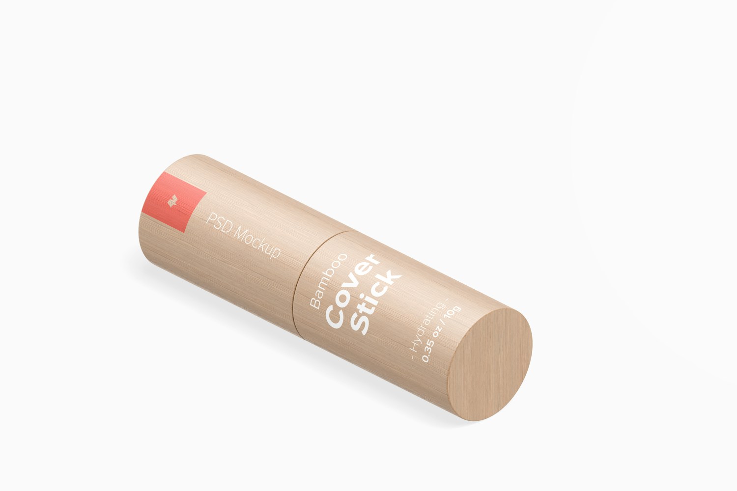 Bamboo Cover Stick Mockup, Isometric Left View Bamboo Cover Stick Mockup, Isometric Left View