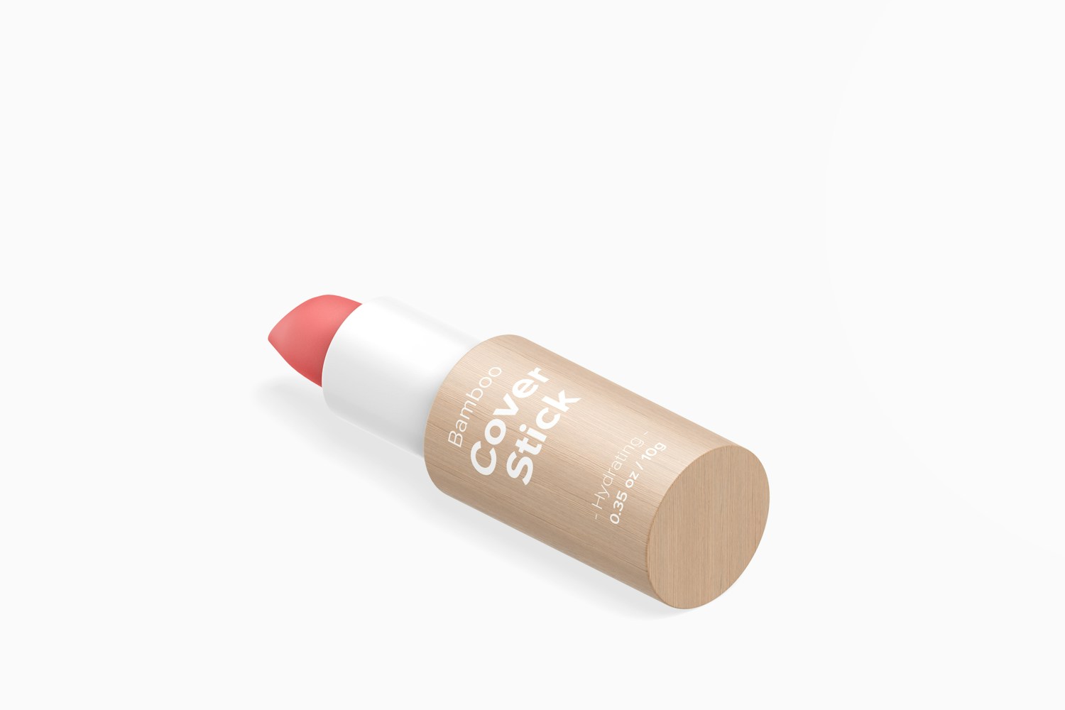 Bamboo Cover Stick Mockup, Isometric Left View Bamboo Cover Stick Mockup, Isometric Left View