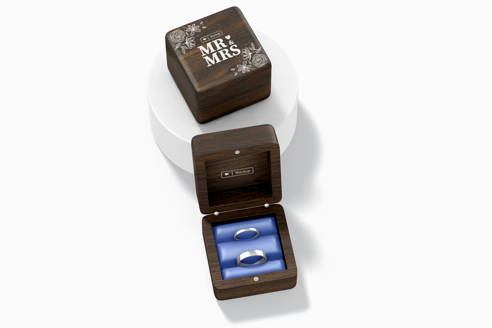 Square Ring Boxes Mockup, Top View