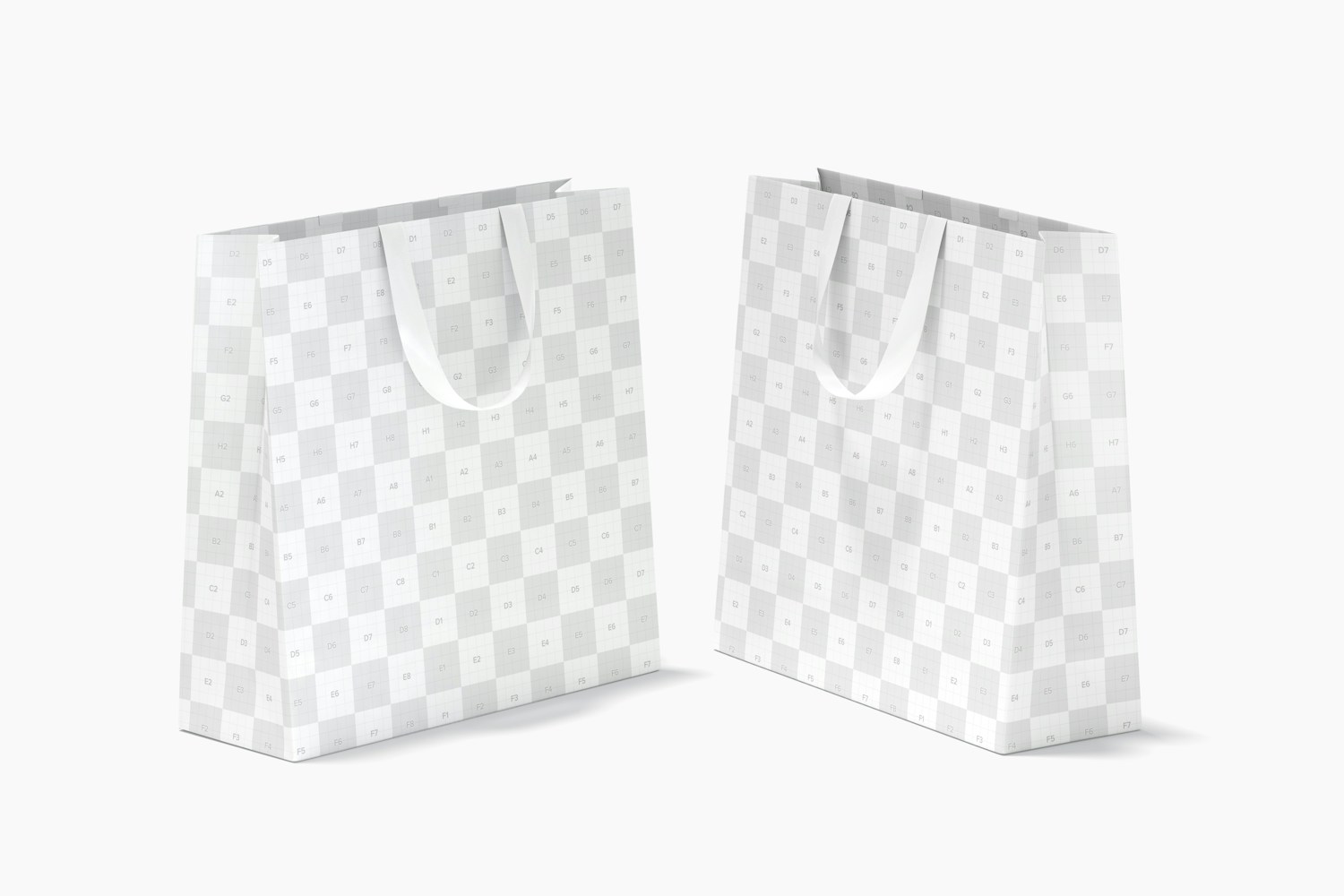 Medium Gift Bags with Ribbon Handle Mockup, Perspective
