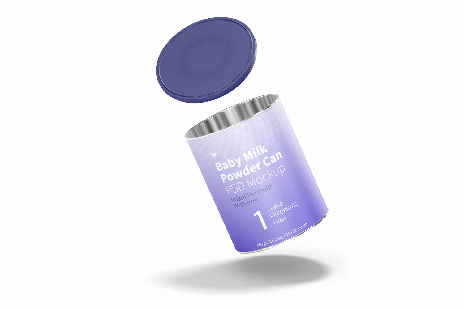 Baby Milk Powder Can Mockup, Floating Baby Milk Powder Can Mockup, Floating