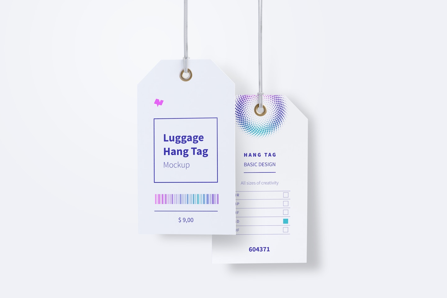 Luggage Hang Tags Mockup with String, Two-sided 03
